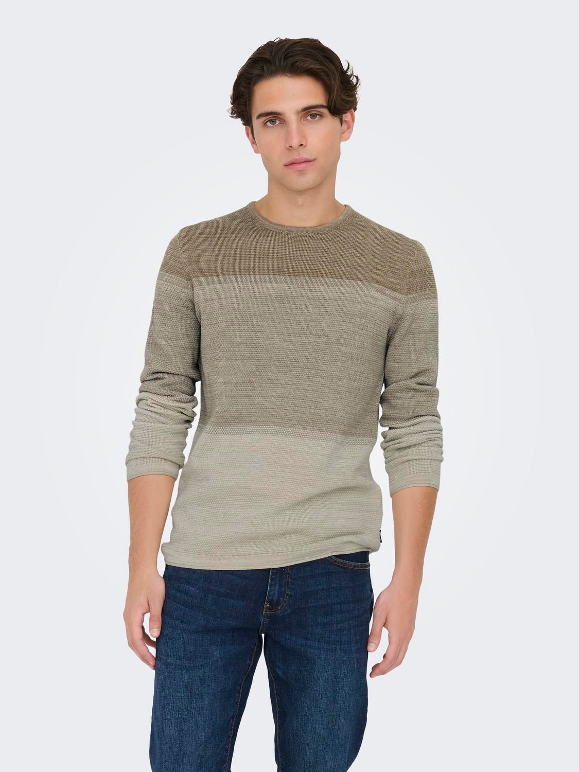 ONLY & SONS Normal passform Rundringning Pullover -Chinchilla - 22016980
