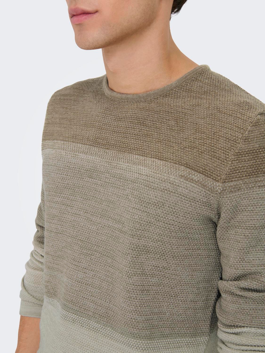 ONLY & SONS Regular Fit Crew neck Pullover -Chinchilla - 22016980
