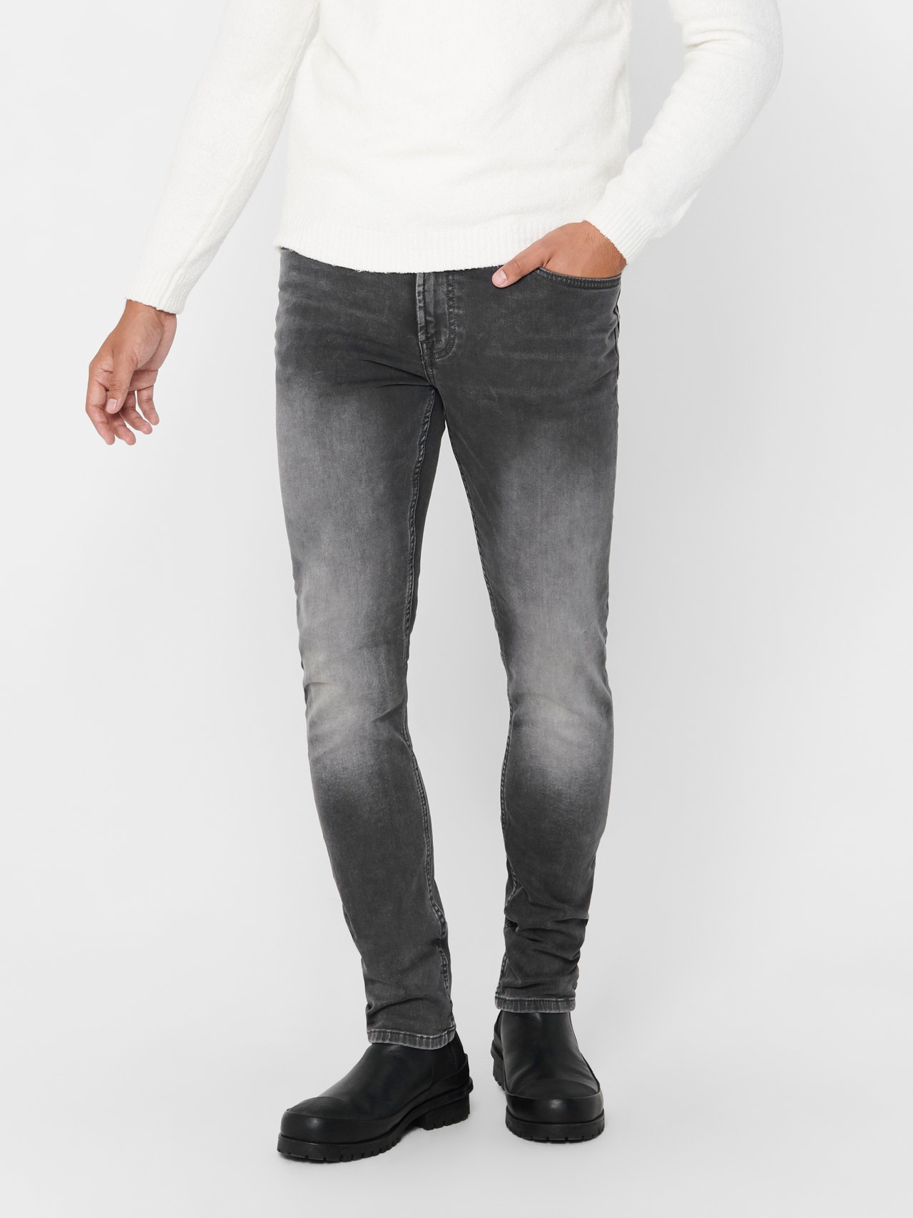 ONLY & SONS Jeans Slim Fit Taille basse -Grey Denim - 22017103