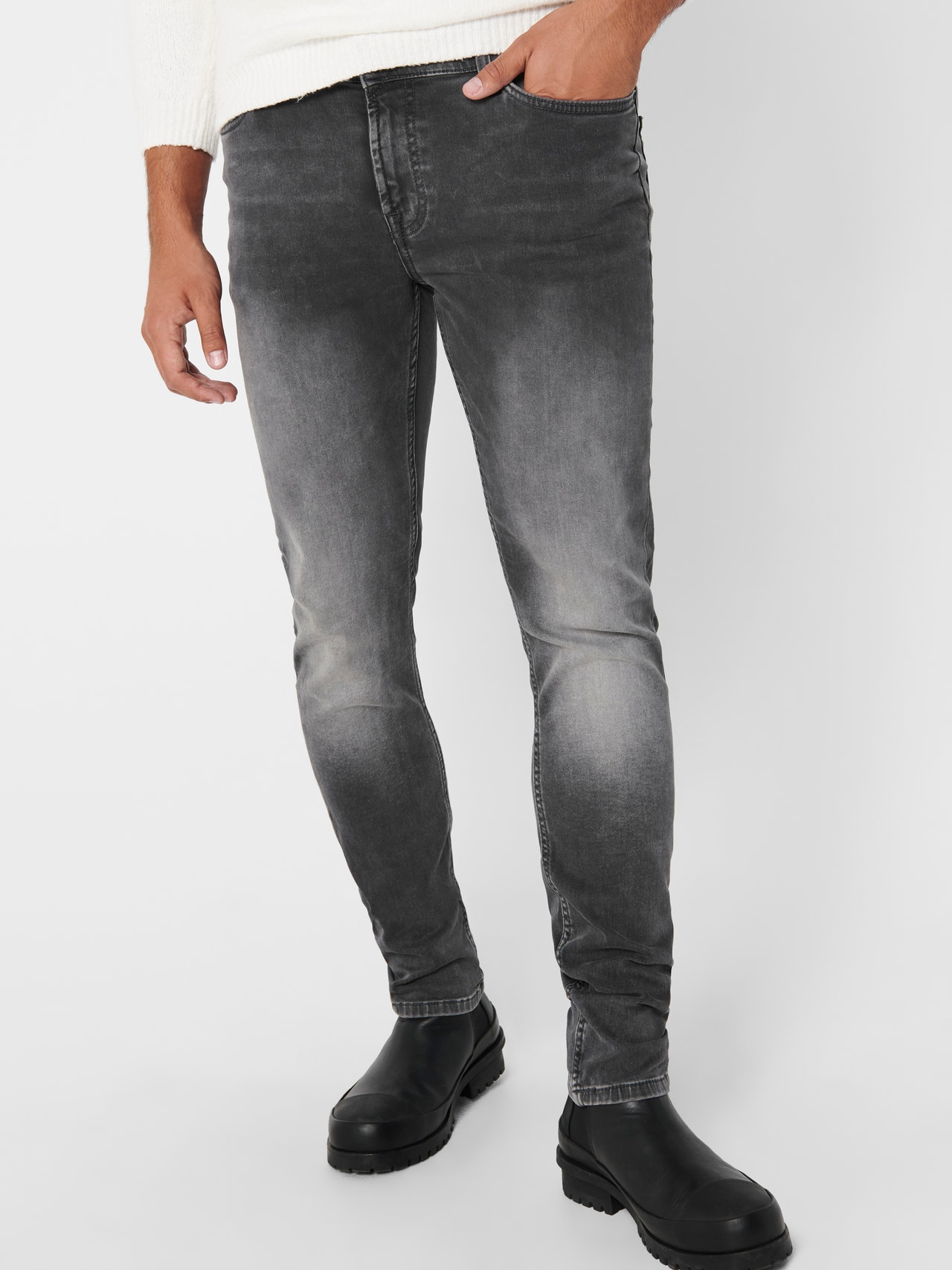 ONLY & SONS Jeans Slim Fit Taille basse -Grey Denim - 22017103