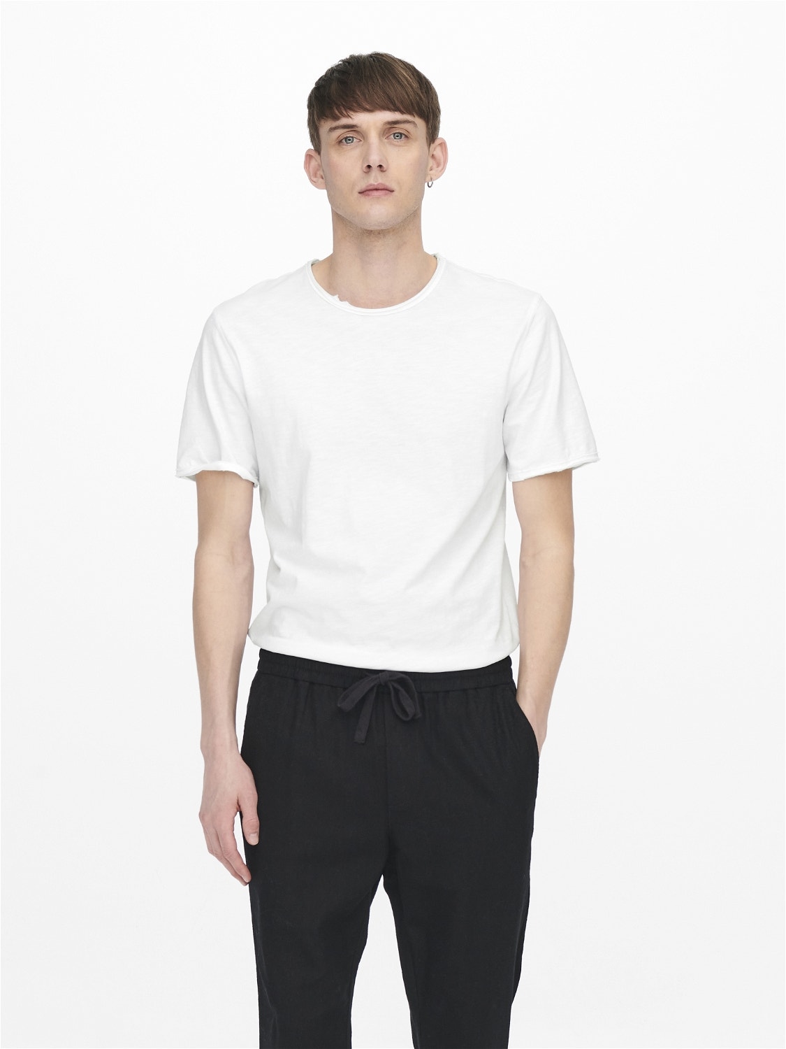 ONLY & SONS T-shirts Long Line Fit Col rond -Bright White - 22017822