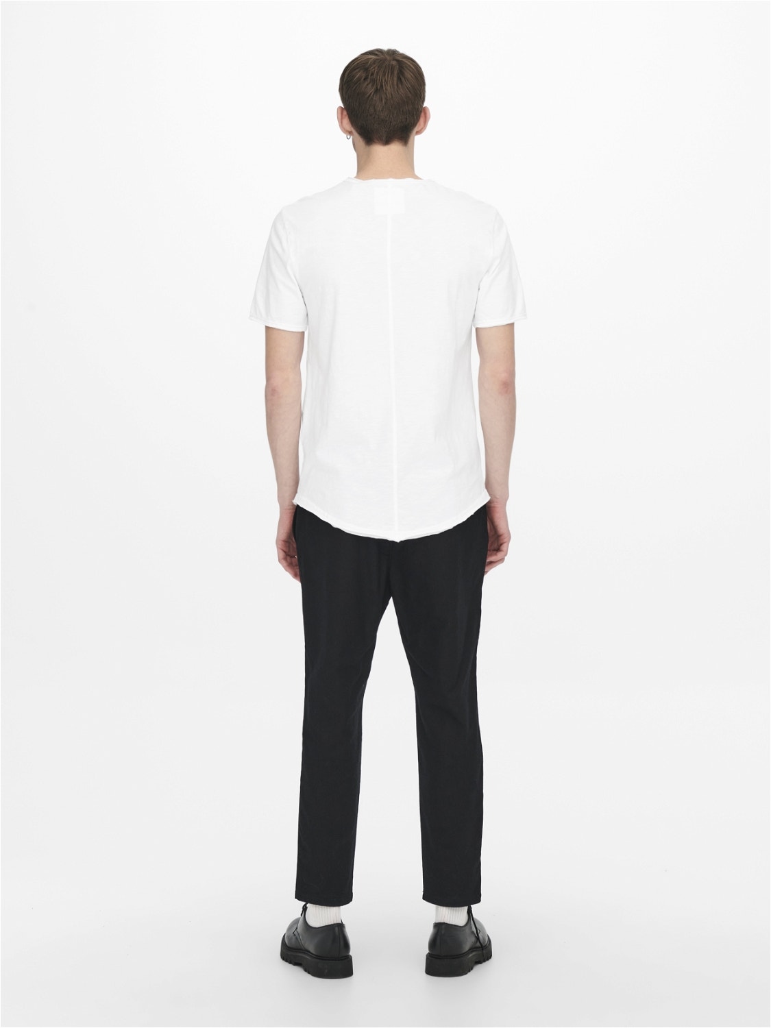 ONLY & SONS Long Line Fit O-hals T-skjorte -Bright White - 22017822