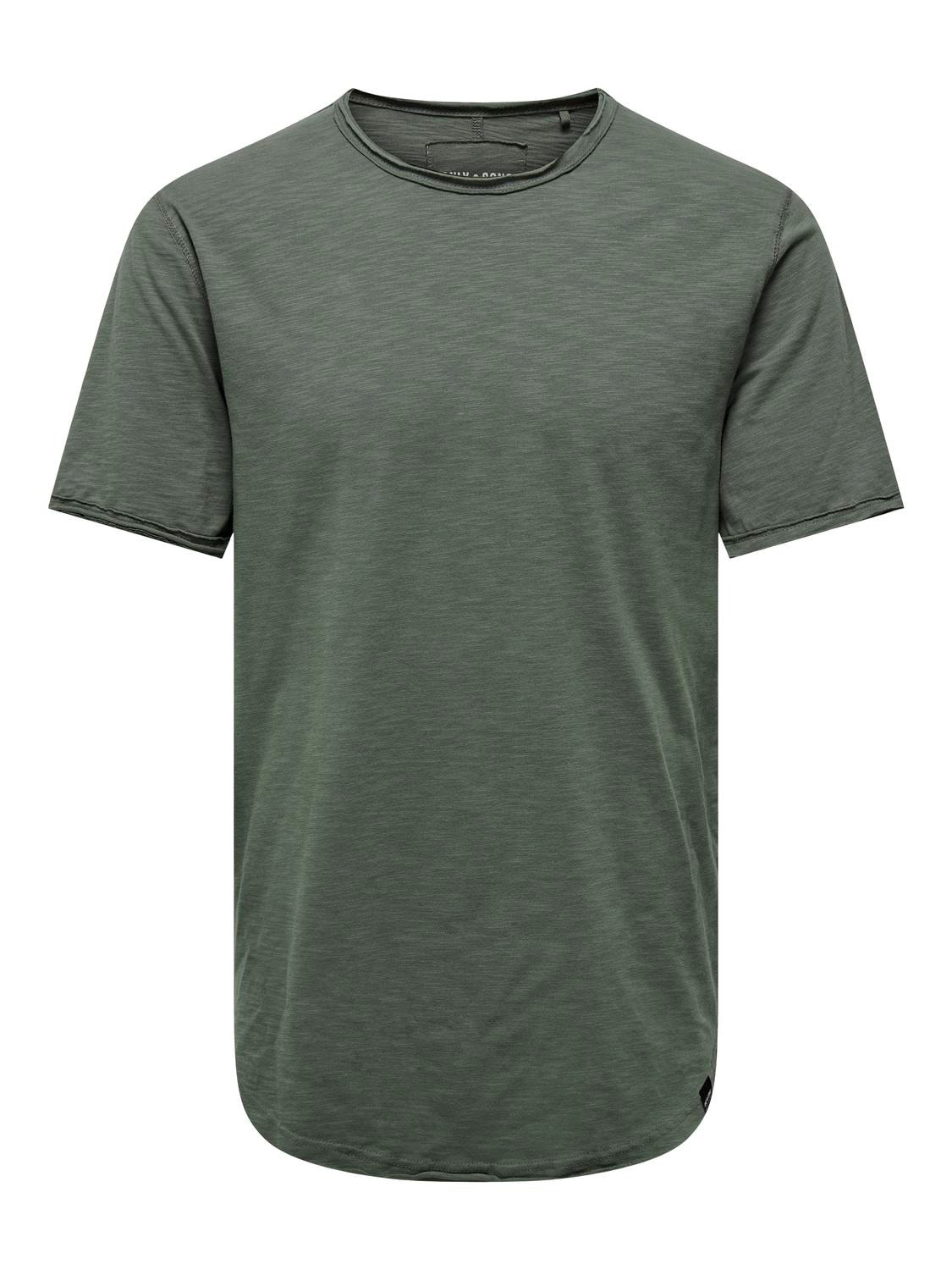 ONLY & SONS Lang geschnitten Rundhals T-Shirt -Castor Gray - 22017822