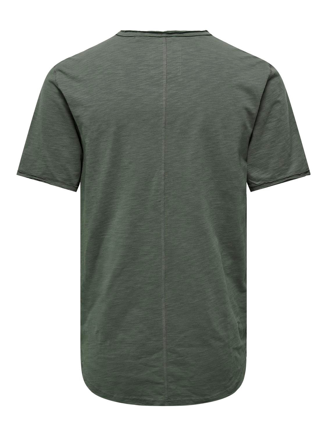 ONLY & SONS Lang geschnitten Rundhals T-Shirt -Castor Gray - 22017822