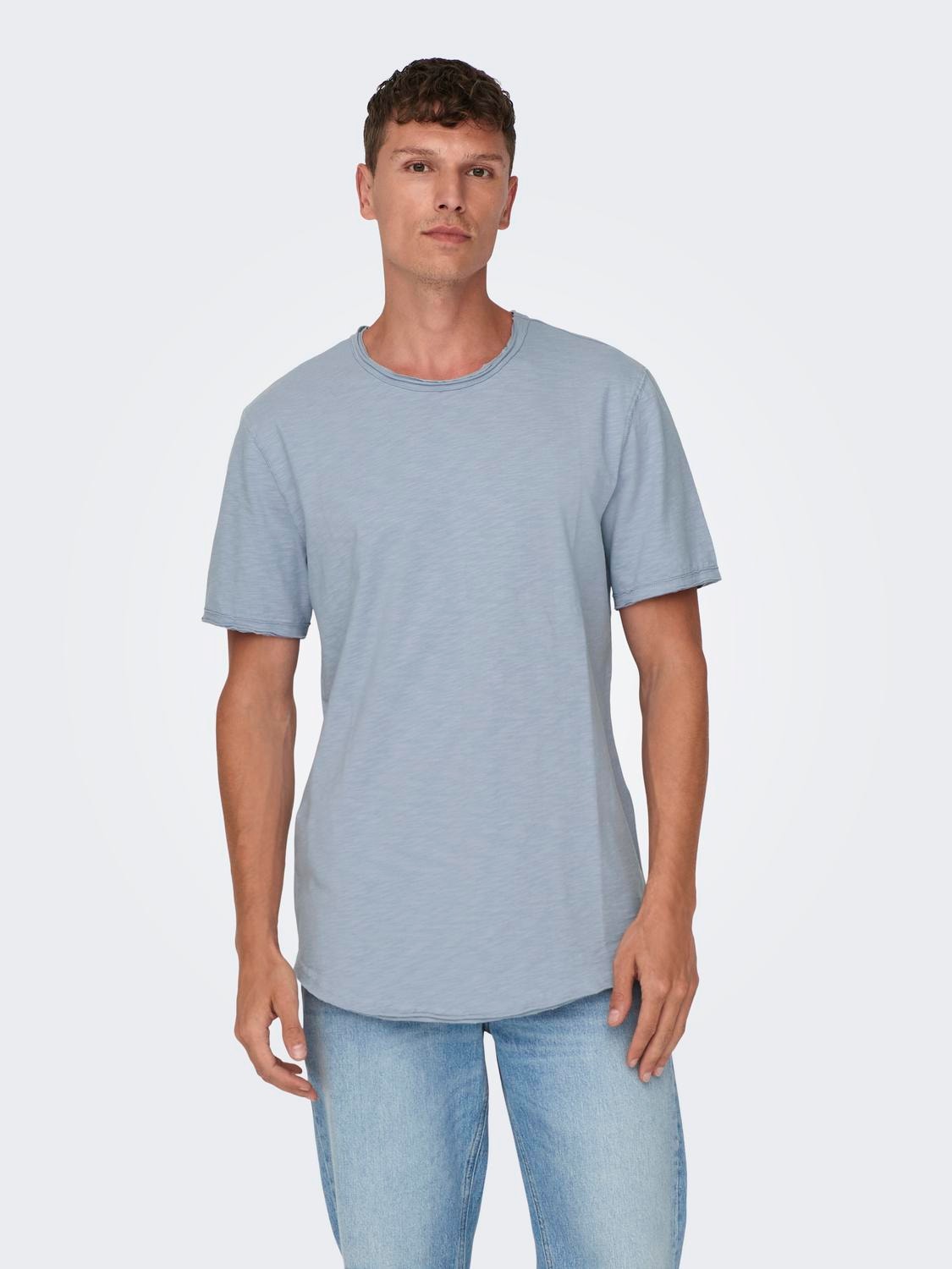 ONLY & SONS Long Line Fit Round Neck T-Shirt -Eventide - 22017822