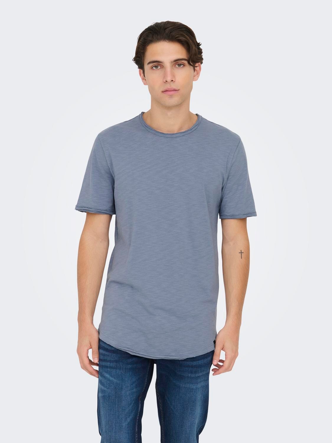 ONLY & SONS Long line fit O-hals T-shirts -Flint Stone - 22017822