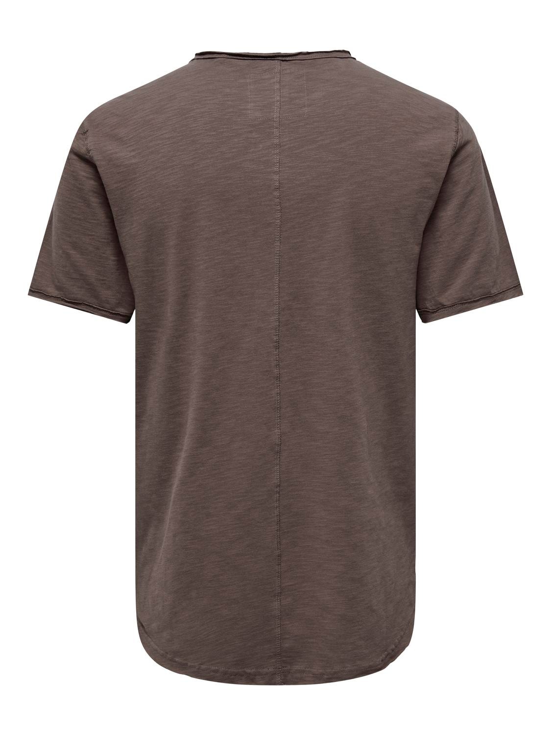 ONLY & SONS Lang geschnitten Rundhals T-Shirt -Peppercorn - 22017822