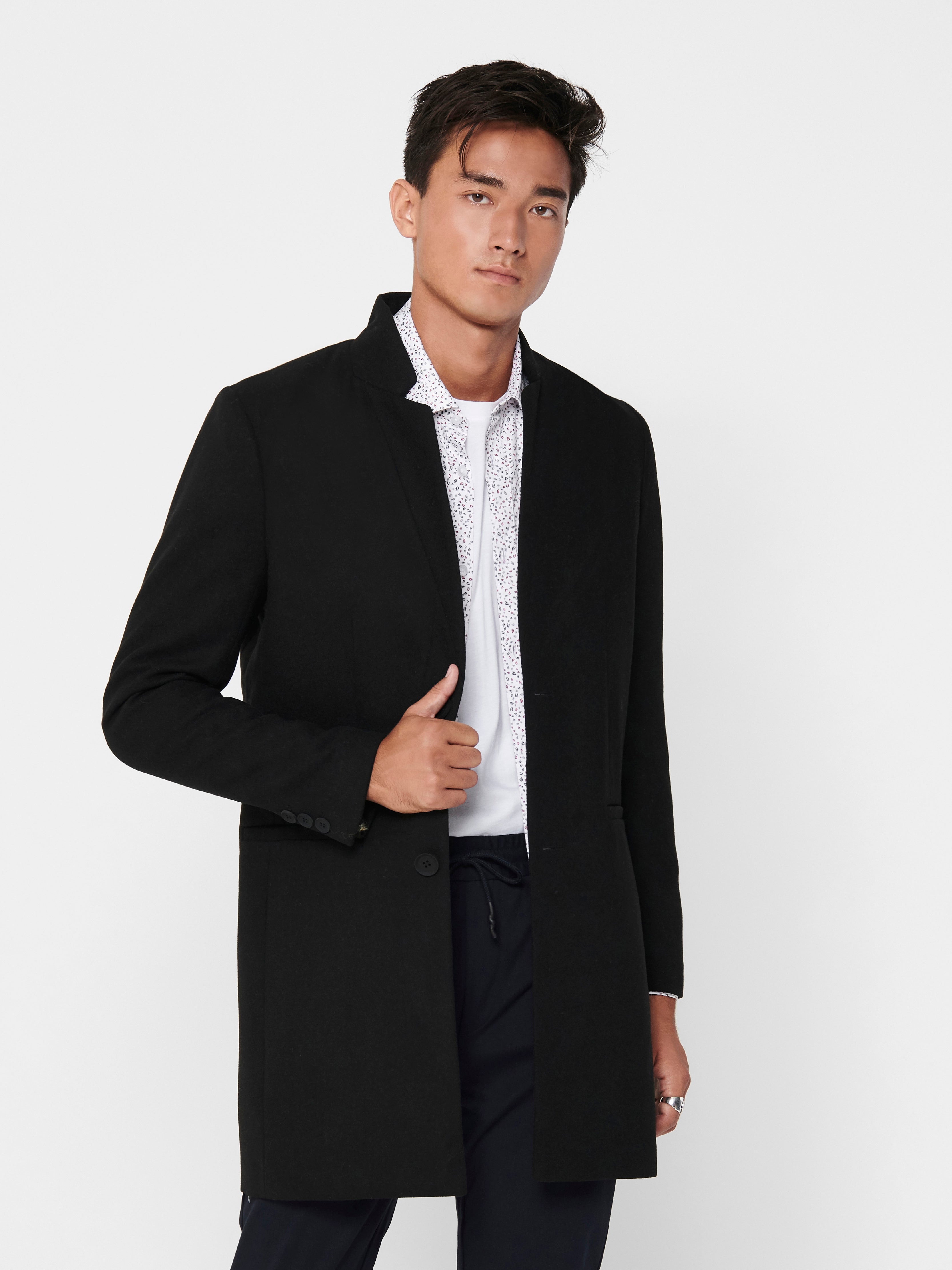 High neck Coat | Black | ONLY & SONS®