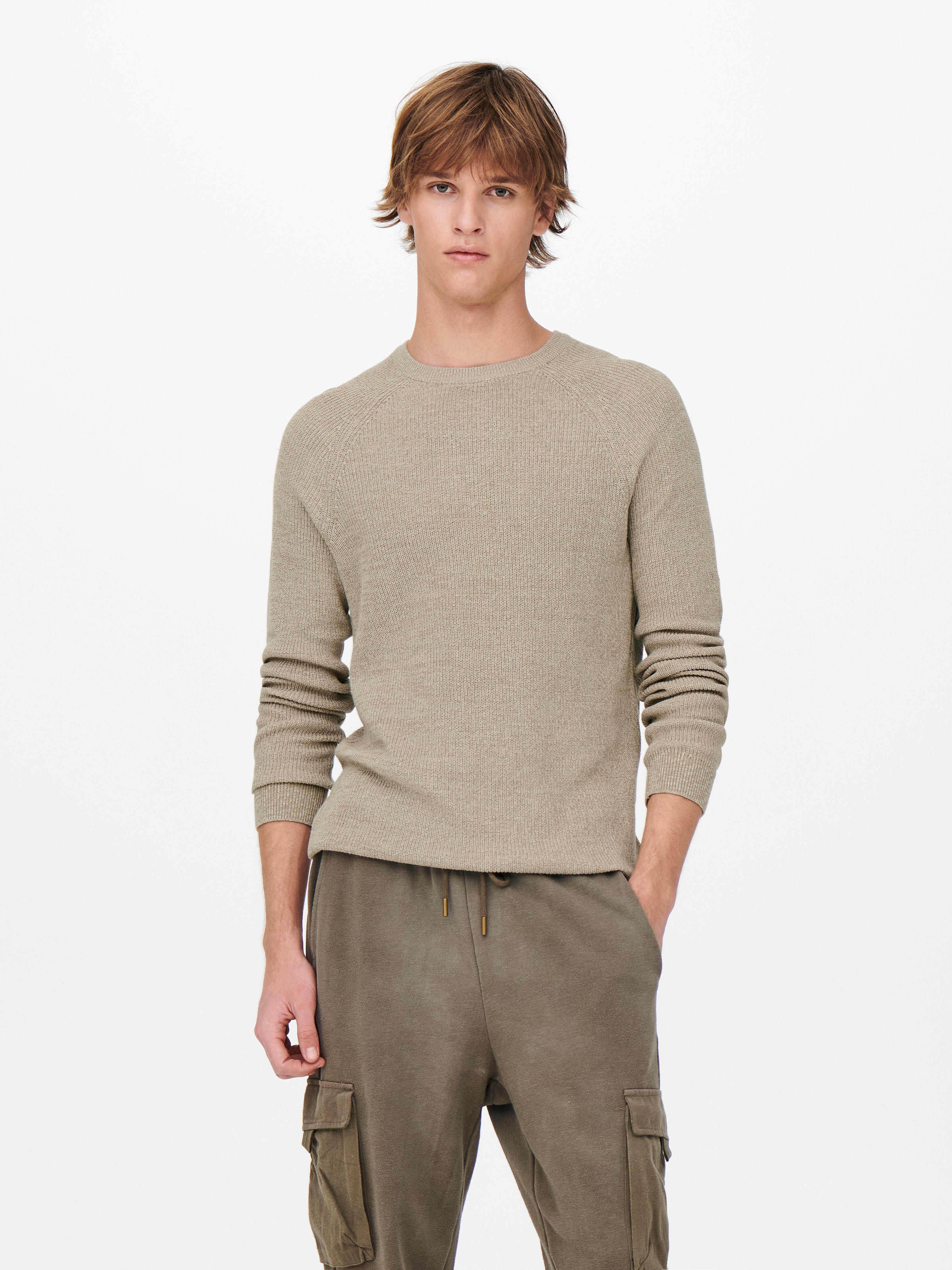 O-Neck Raglan sleeves Pullover with 40 