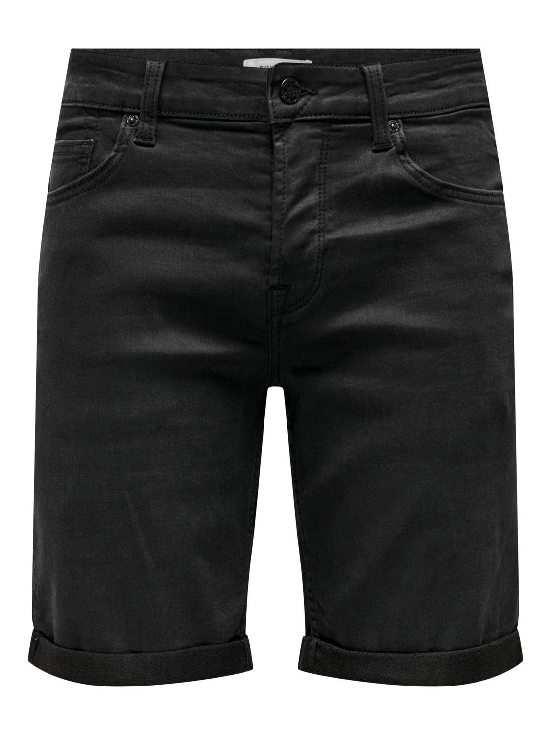 ONLY & SONS Regular fit Mellemhøj talje Shorts -Black Denim - 22018581