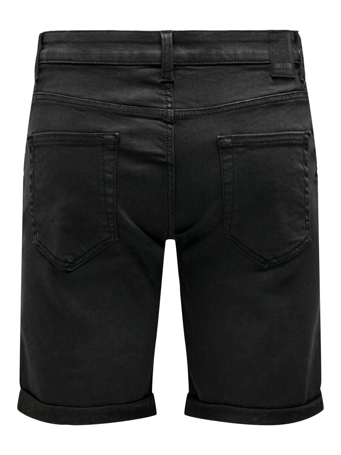 ONLY & SONS Regular fit Mellemhøj talje Shorts -Black Denim - 22018581