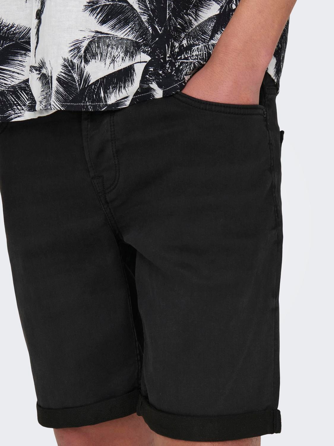 ONLY & SONS Normal geschnitten Mittlere Taille Shorts -Black Denim - 22018581