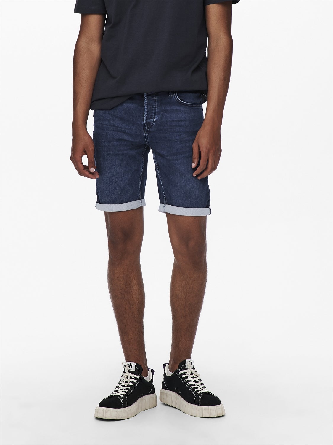 jog denim shorts