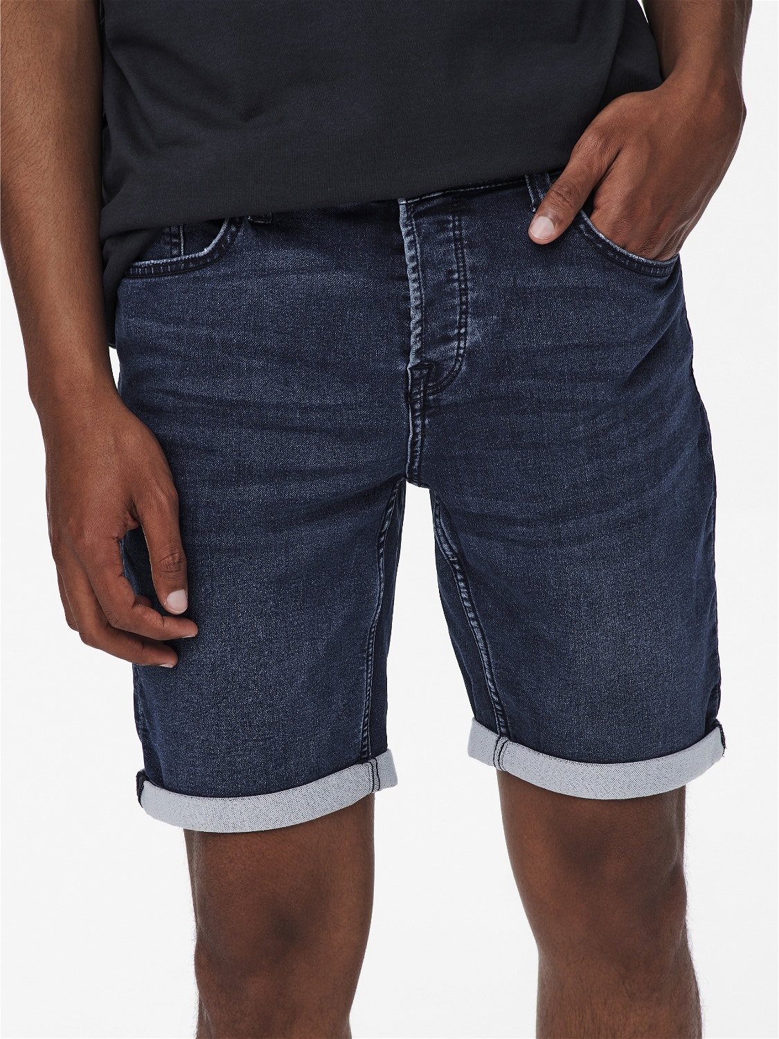 ONLY & SONS Regular Fit Middels høy midje Shorts -Blue Denim - 22018582