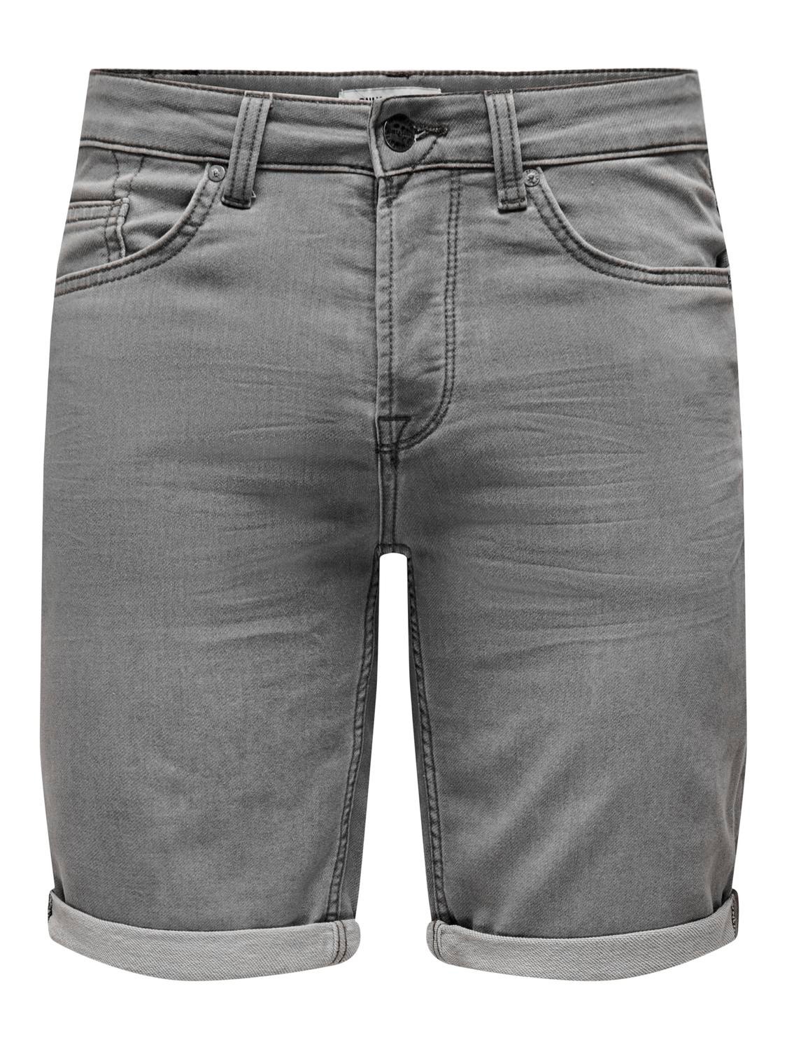 ONLY & SONS Normal geschnitten Mittlere Taille Shorts -Grey Denim - 22018583