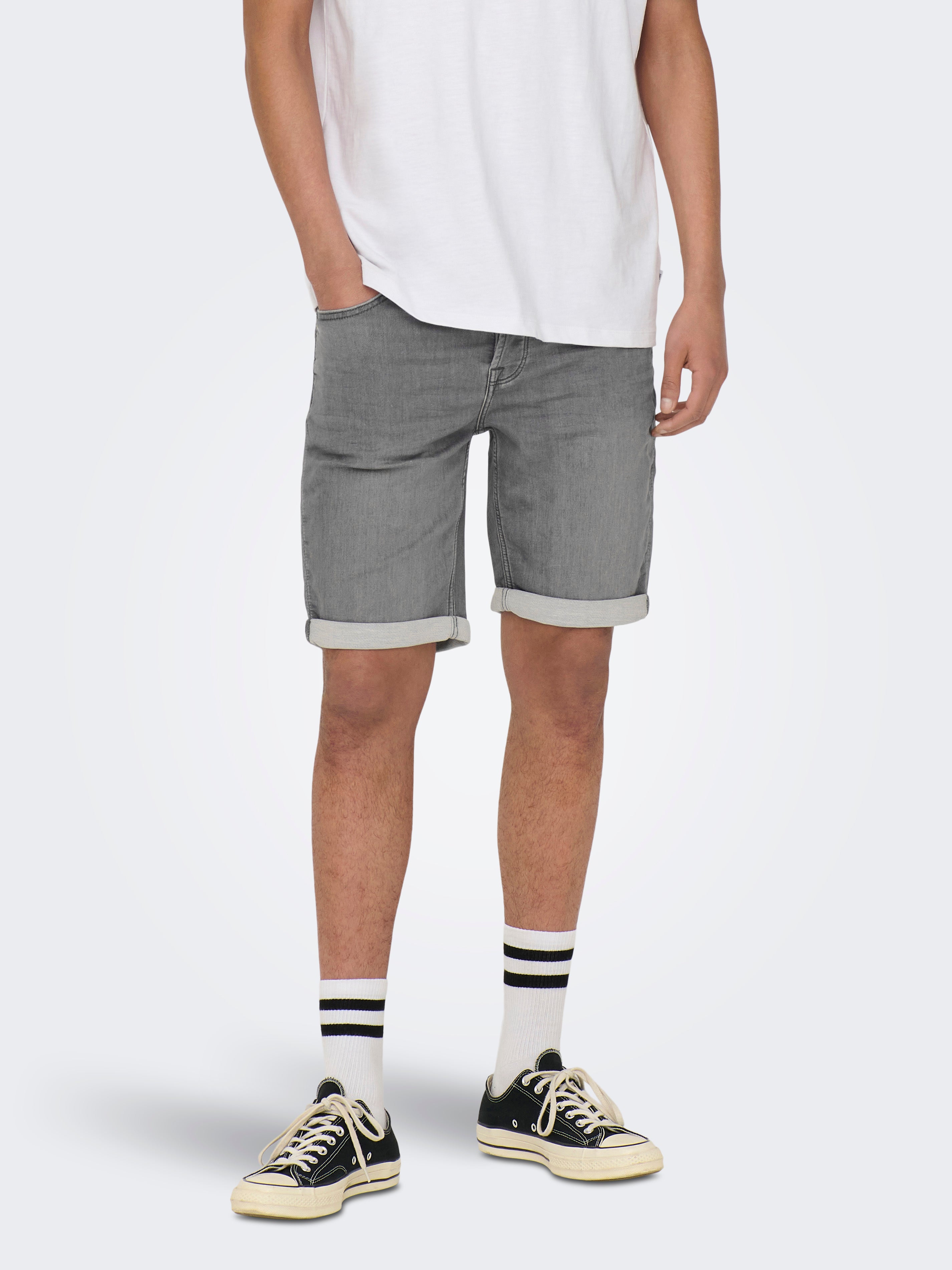 ONSPLY Mid waist Slim Fit Shorts | Medium Grey | ONLY & SONS®