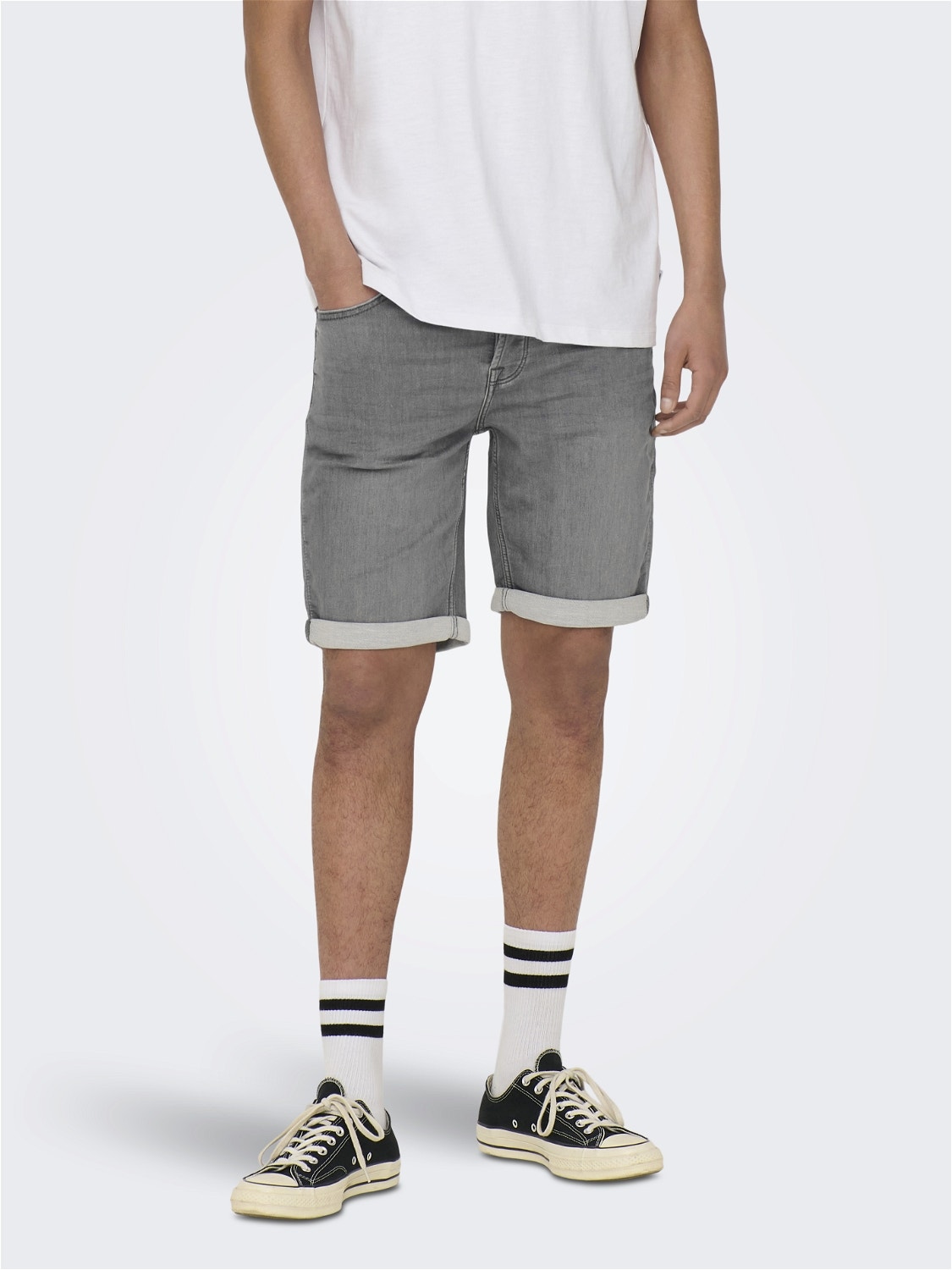 ONLY & SONS Regular fit Mid waist Shorts -Grey Denim - 22018583