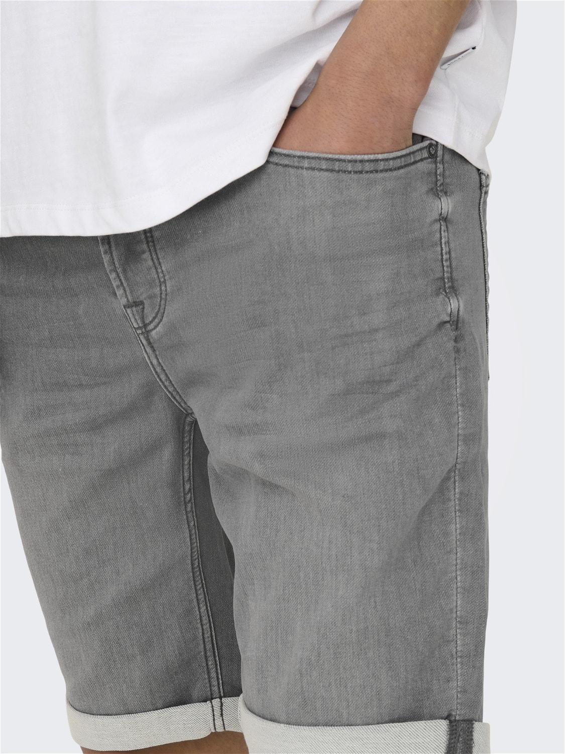 ONLY & SONS Regular Fit Middels høy midje Shorts -Grey Denim - 22018583