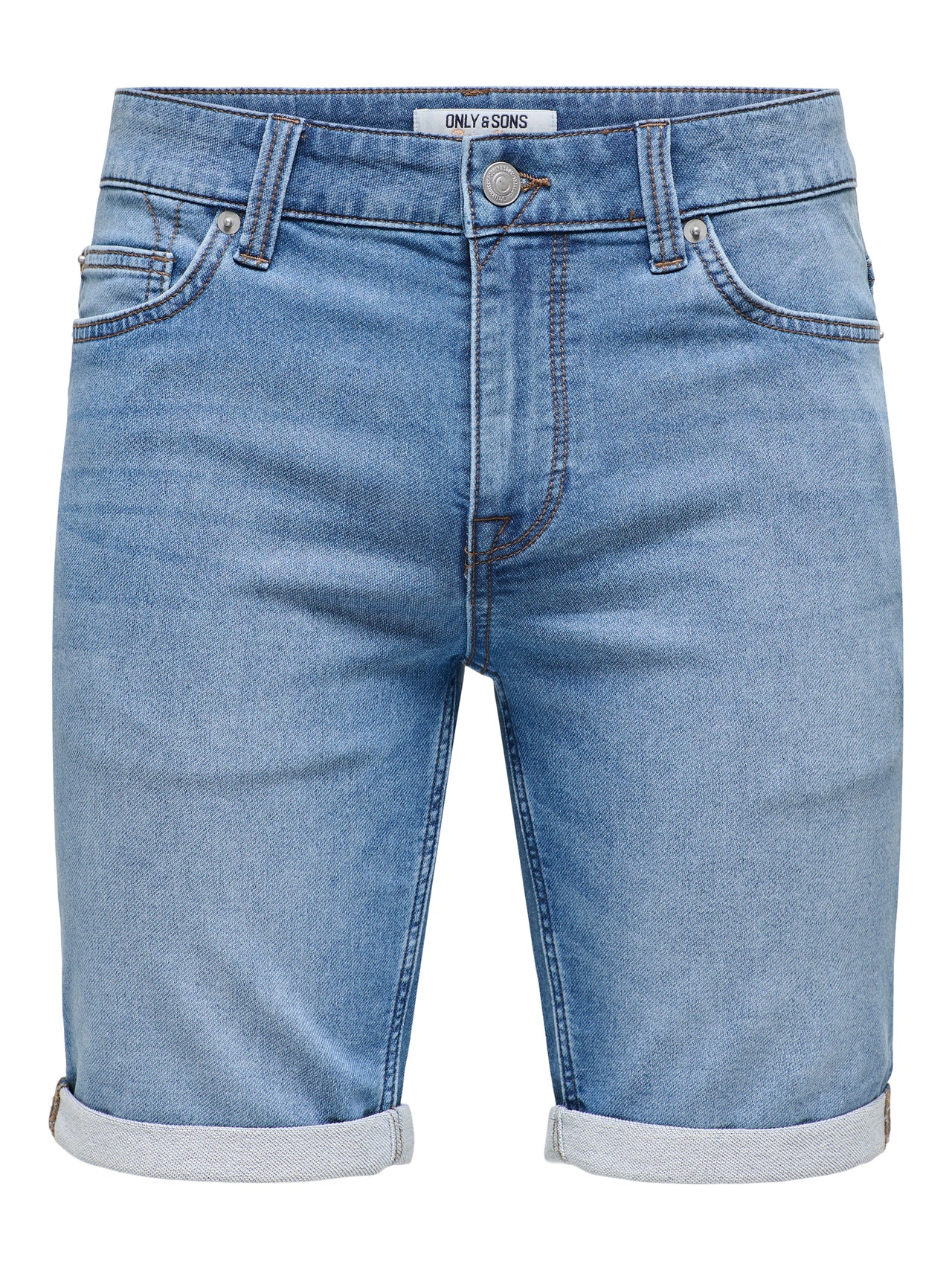 ONLY & SONS Regular Fit Middels høy midje Shorts -Blue Denim - 22018584