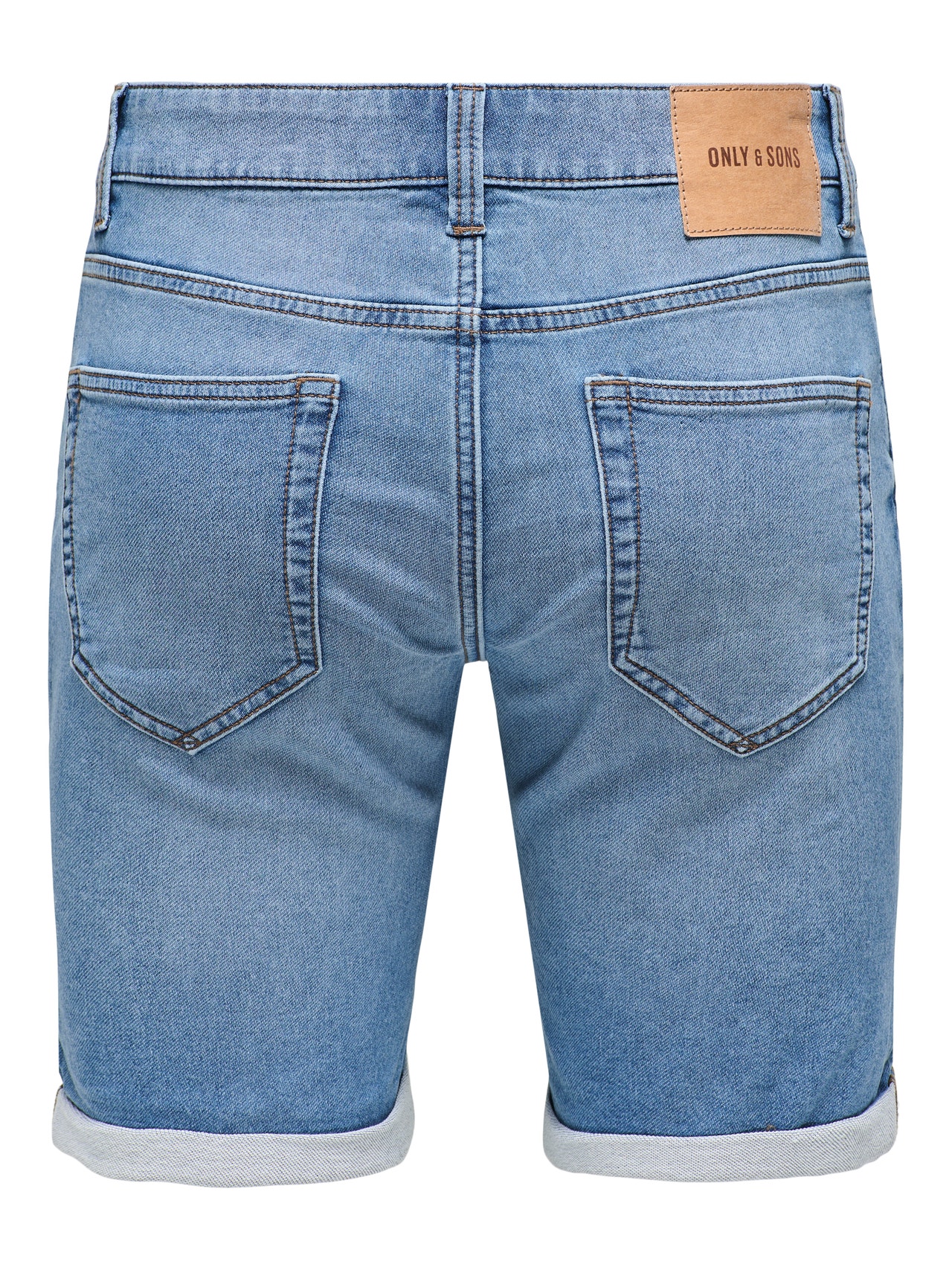 ONLY & SONS Regular Fit Middels høy midje Shorts -Blue Denim - 22018584