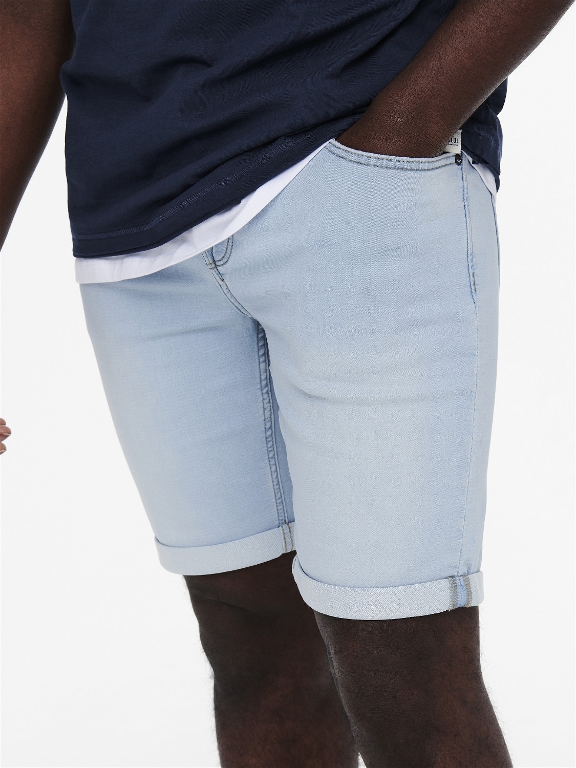 ONLY & SONS Regular Fit Middels høy midje Shorts -Blue Denim - 22018587