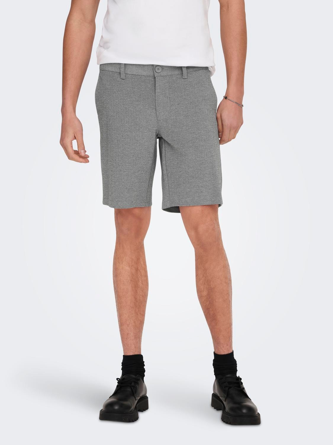 ONLY & SONS Normal geschnitten Mittlere Taille Shorts -Medium Grey Melange - 22018667