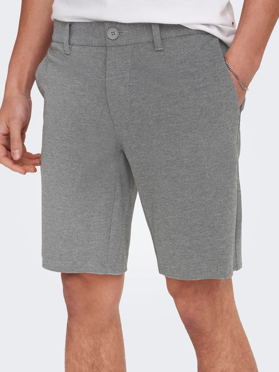 ONLY & SONS Regular Fit Middels høy midje Shorts -Medium Grey Melange - 22018667