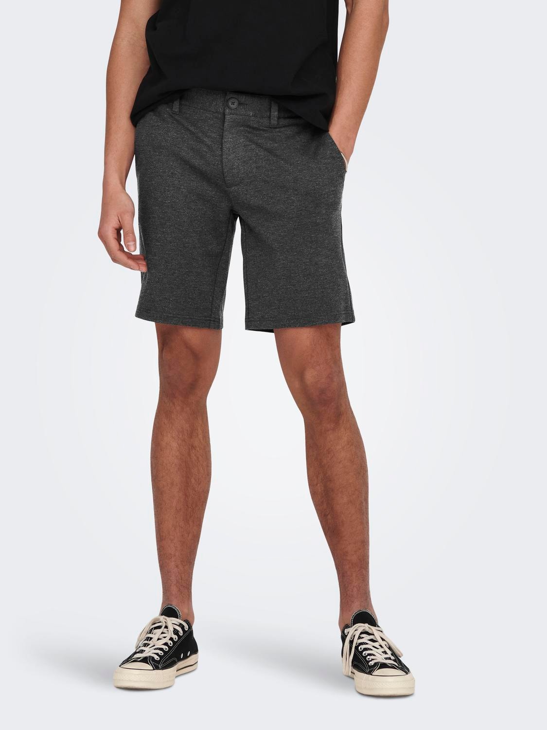 ONLY & SONS Regular Fit Middels høy midje Shorts -Dark Grey Melange - 22018667