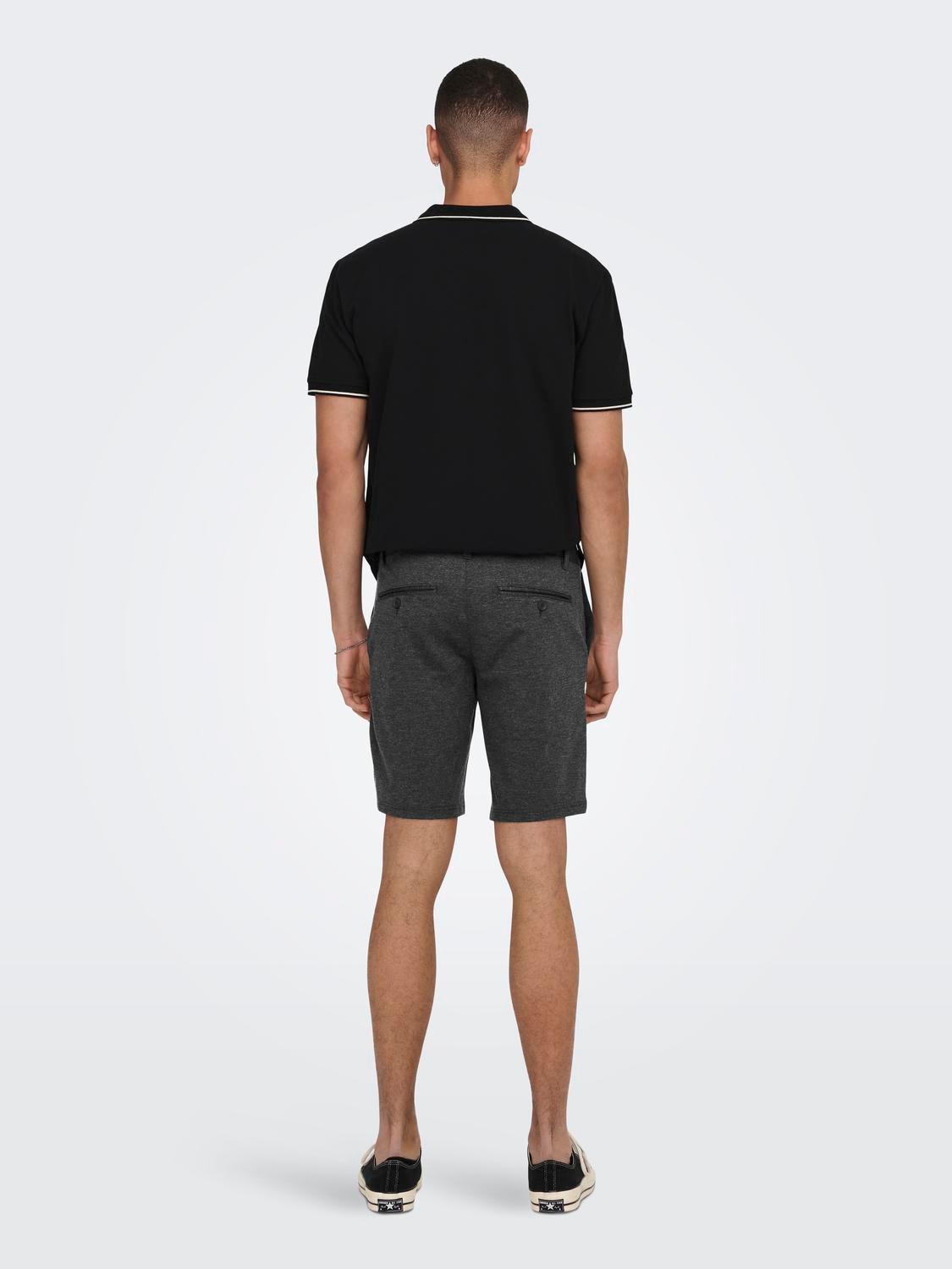 ONLY & SONS Regular Fit Middels høy midje Shorts -Dark Grey Melange - 22018667