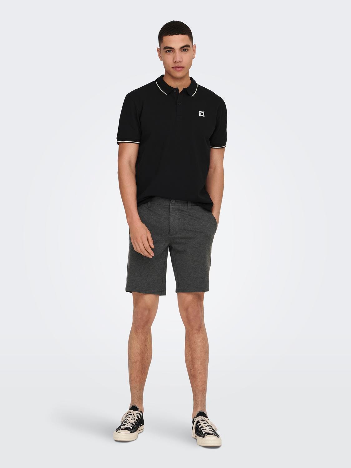 ONLY & SONS Regular Fit Mid waist Shorts -Dark Grey Melange - 22018667