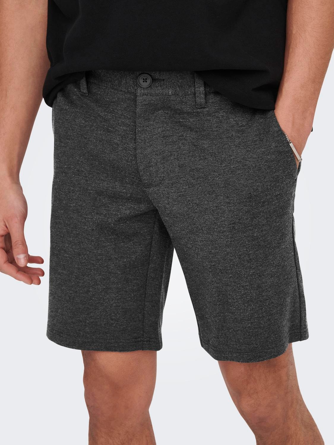 ONLY & SONS Regular Fit Mid waist Shorts -Dark Grey Melange - 22018667