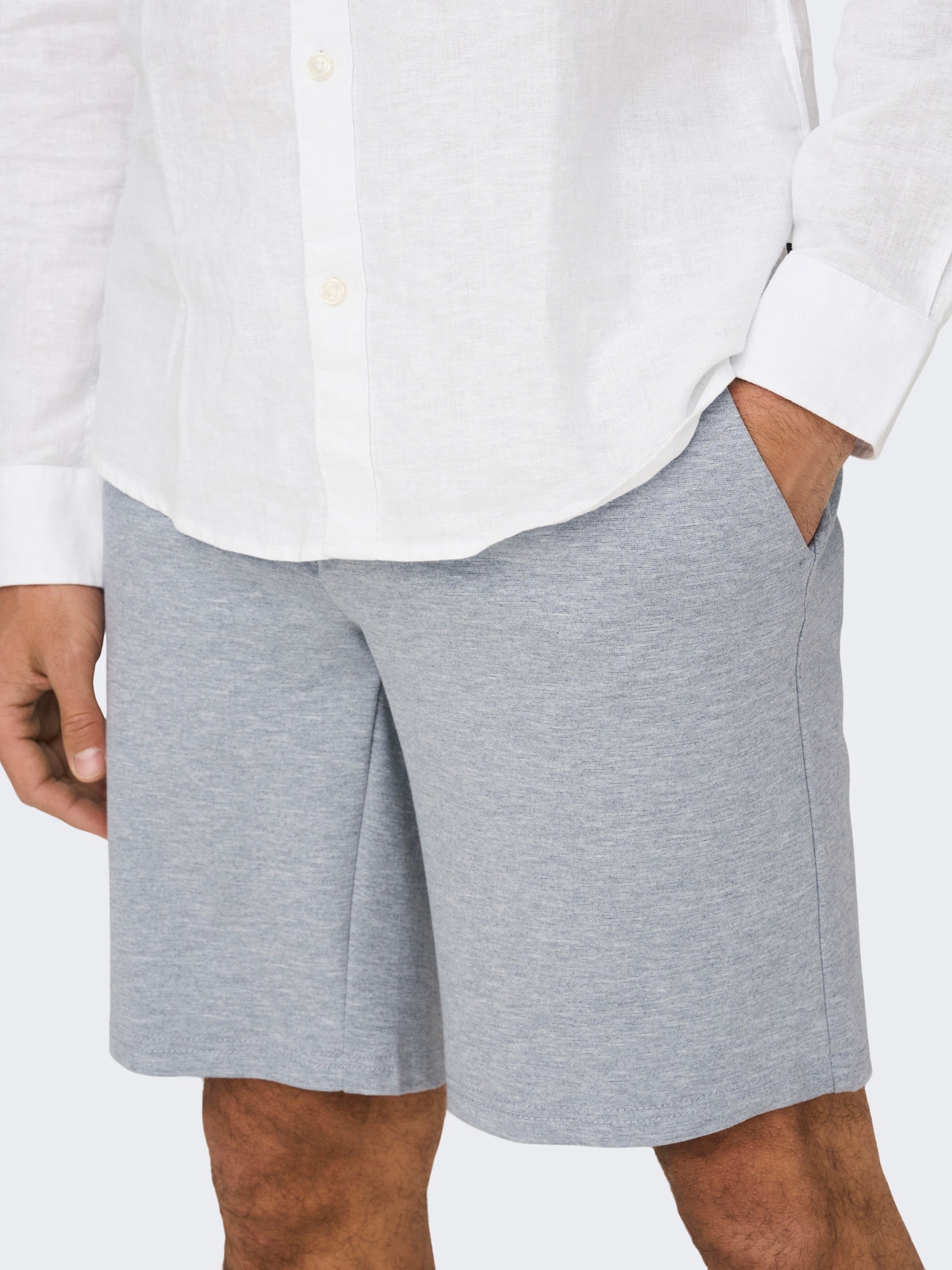 ONLY & SONS Regular Fit Middels høy midje Shorts -Light Grey Melange - 22018667