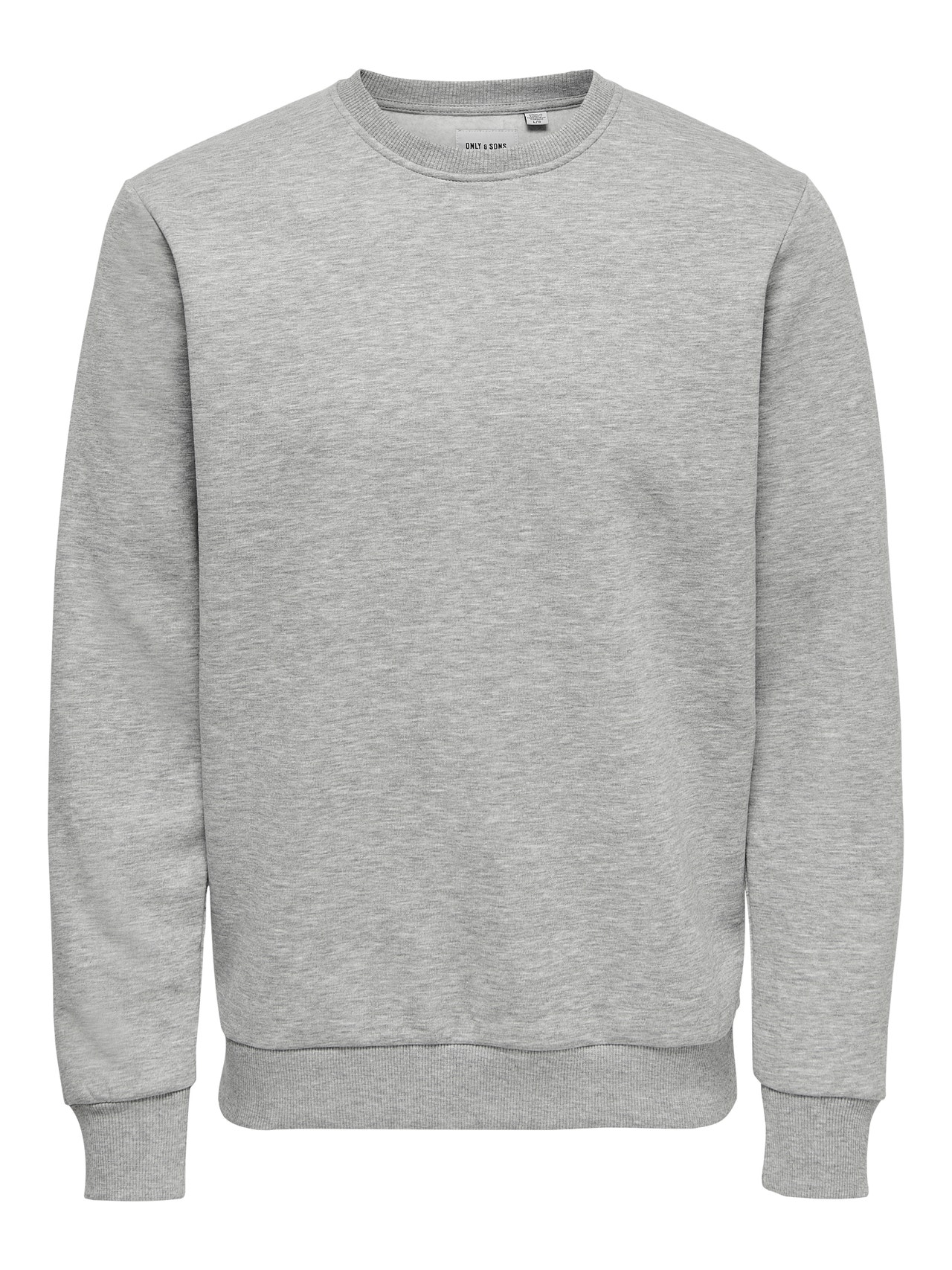 ONLY & SONS Normal geschnitten Rundhals Sweatshirt -Light Grey Melange - 22018683