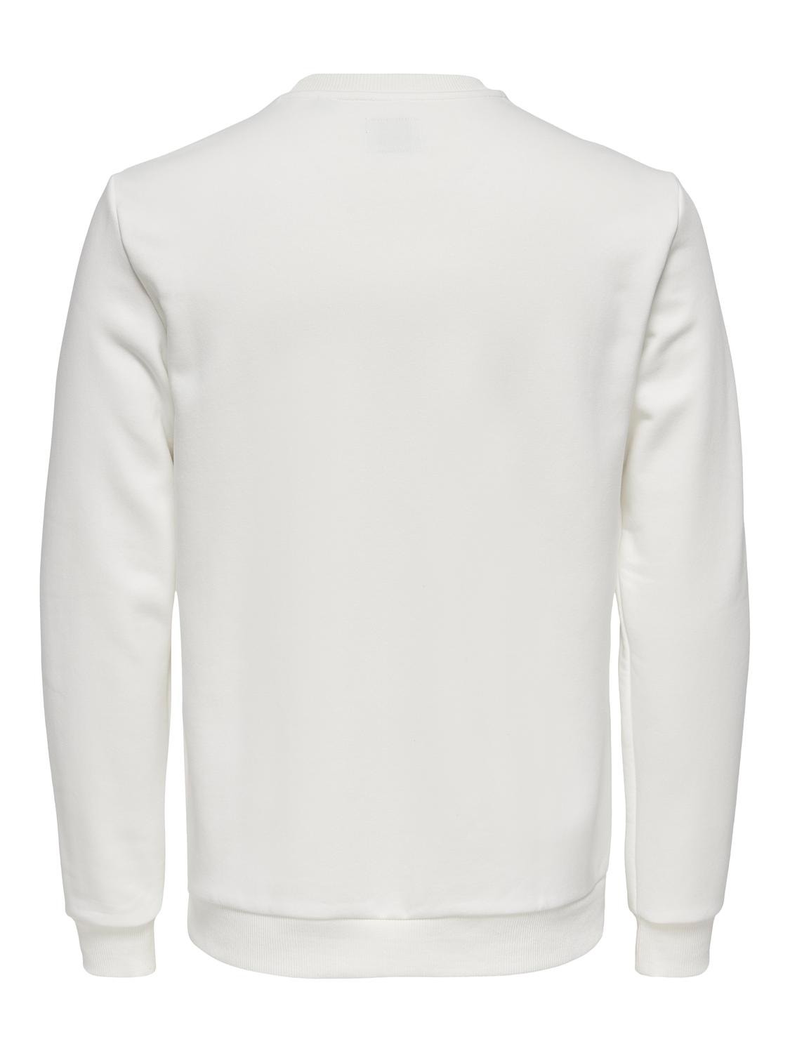 ONLY & SONS Normal passform O-ringning Sweatshirt -Bright White - 22018683
