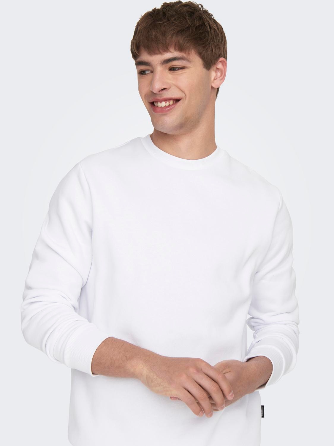 ONLY & SONS O-hals sweatshirt -Bright White - 22018683