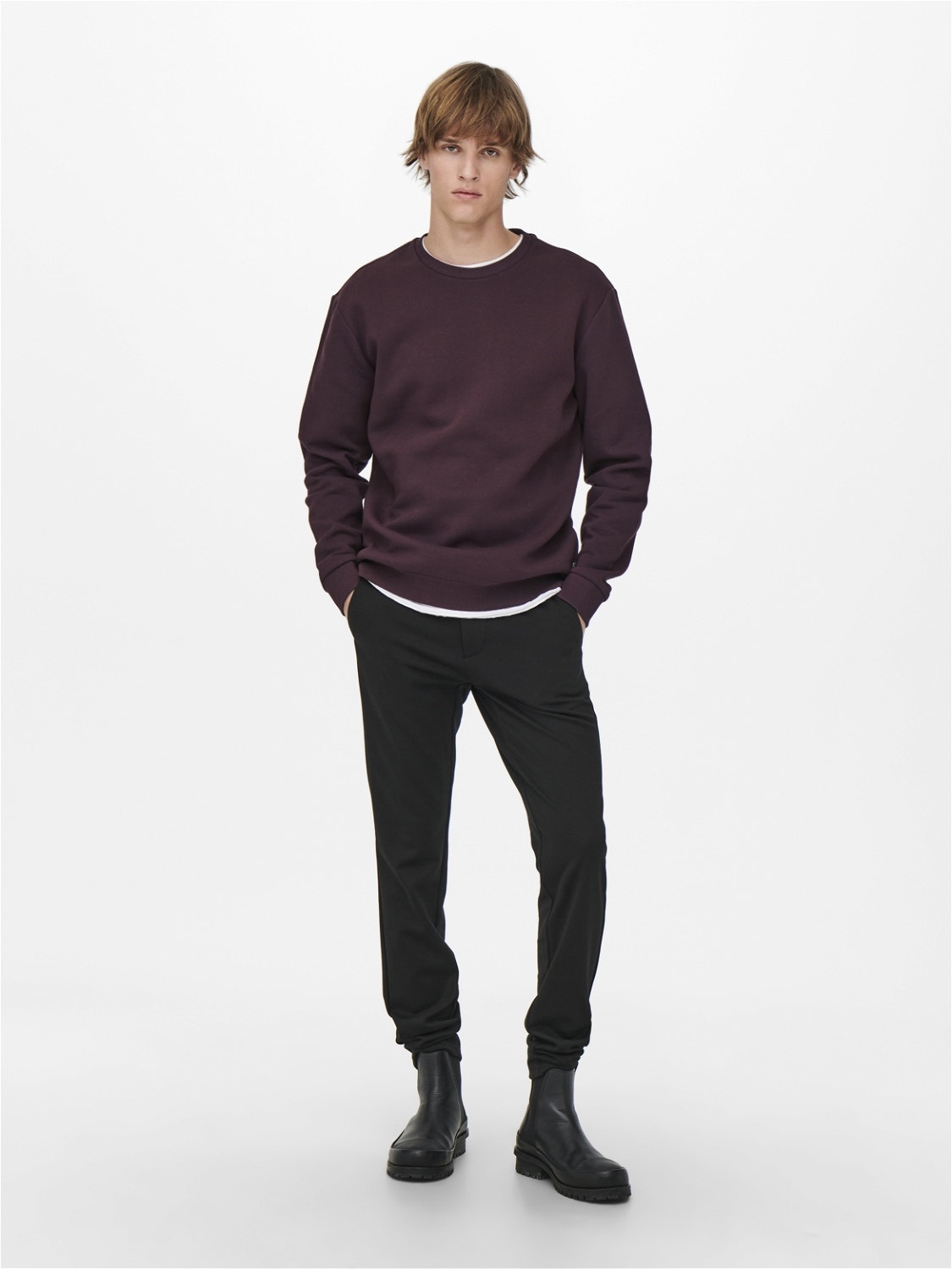 ONLY & SONS Sweat-shirt Regular Fit Col rond -Fudge - 22018683