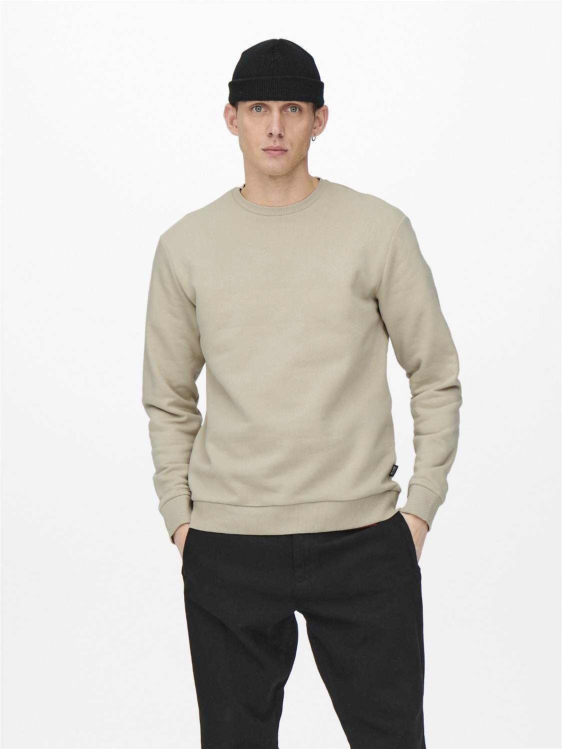 ONLY & SONS O-neck sweatshirt -Pelican - 22018683