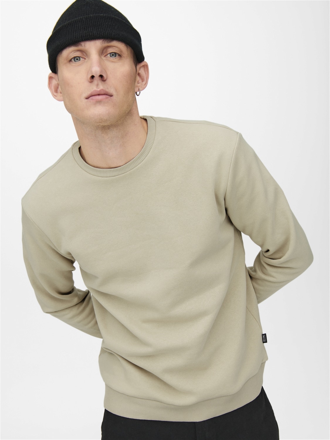 ONLY & SONS Normal passform O-ringning Sweatshirt -Pelican - 22018683