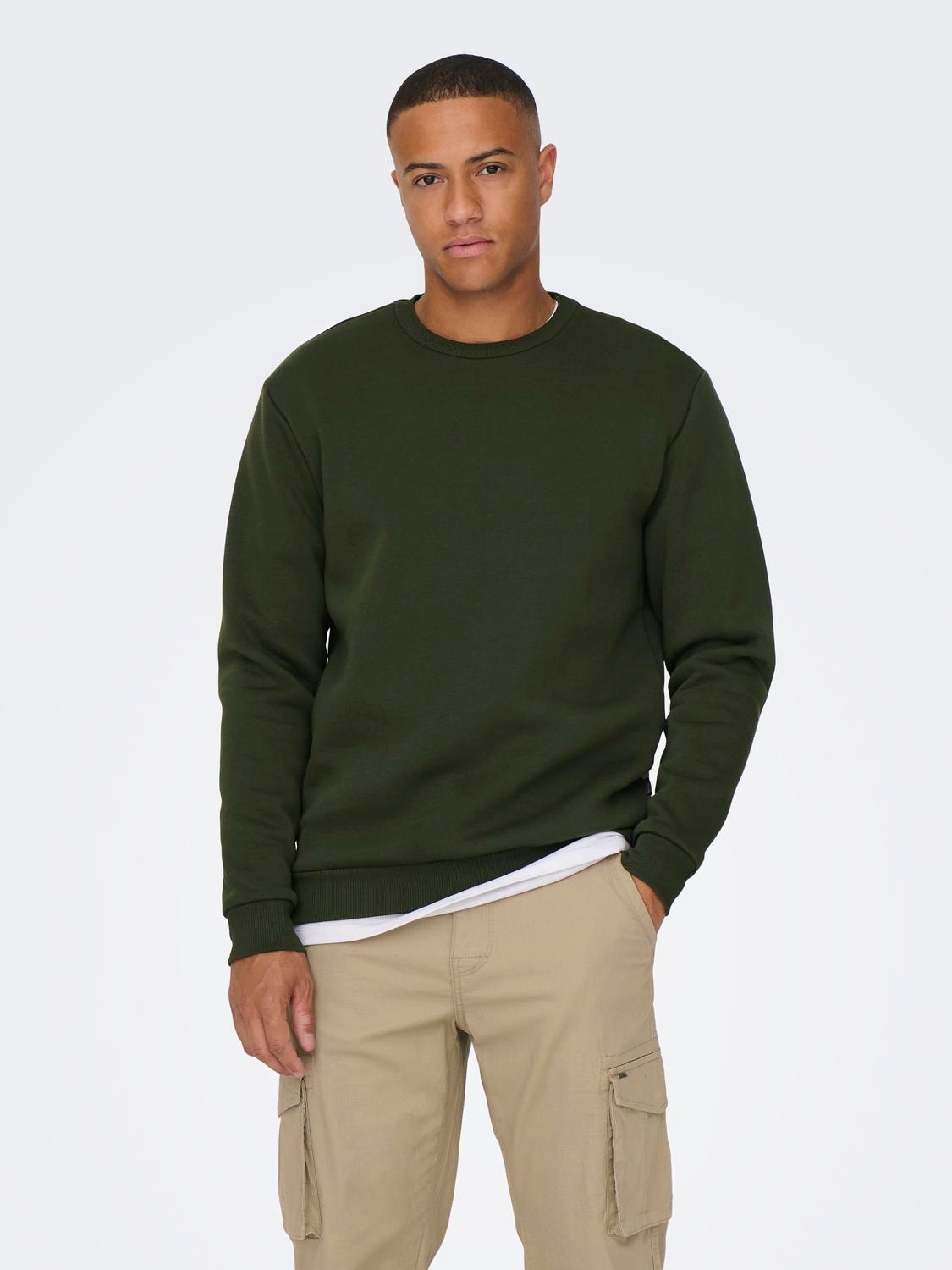 ONLY & SONS Regular Fit Round Neck Sweatshirt -Rosin - 22018683