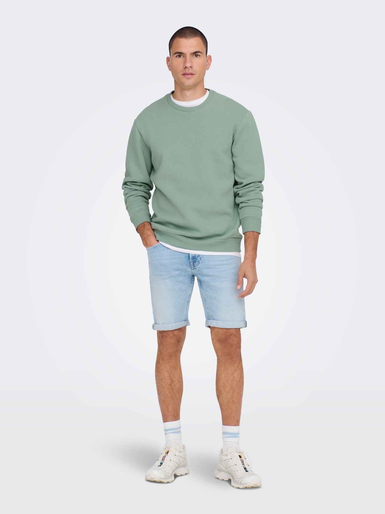ONLY & SONS O-neck sweatshirt -Chinois Green - 22018683