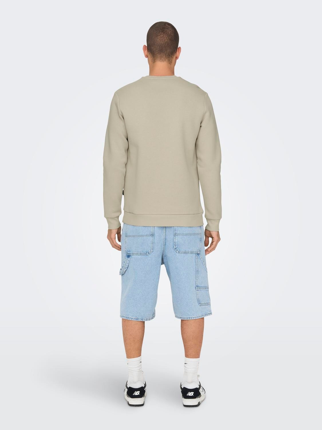 ONLY & SONS Normal passform O-ringning Sweatshirt -Silver Lining - 22018683