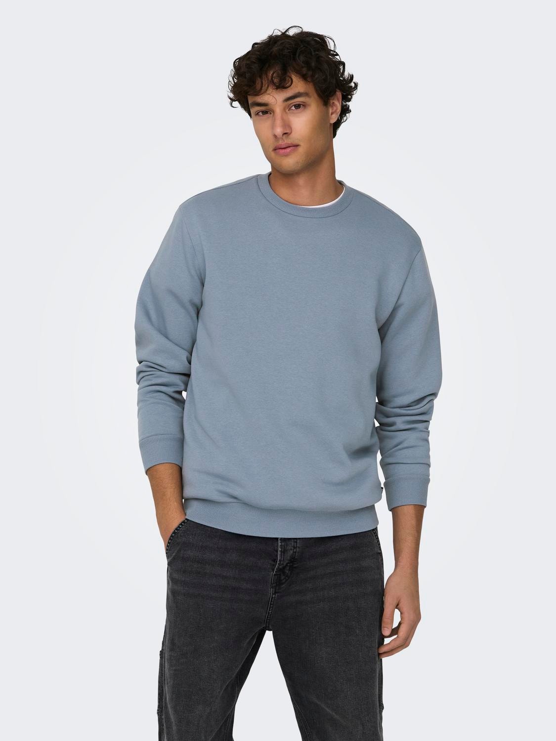 ONLY & SONS Sweat-shirt Regular Fit Col rond -Flint Stone - 22018683