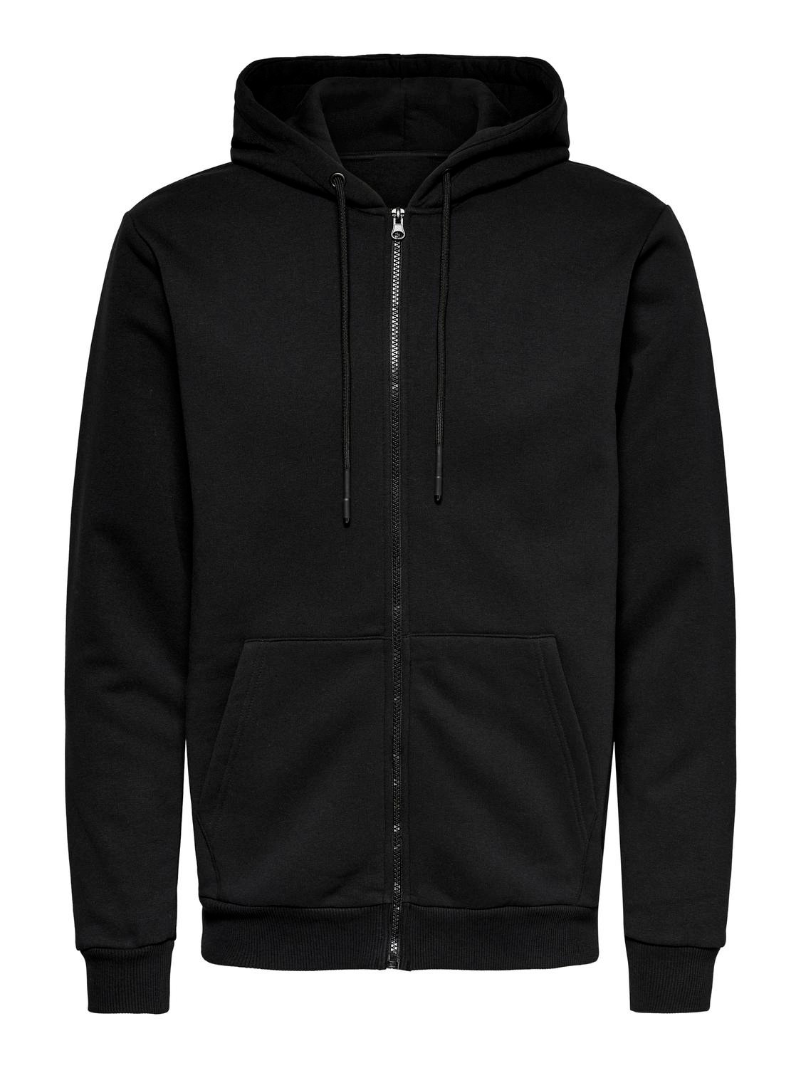 ONLY & SONS Regular Fit Hettegenser Sweatshirt -Black - 22018684
