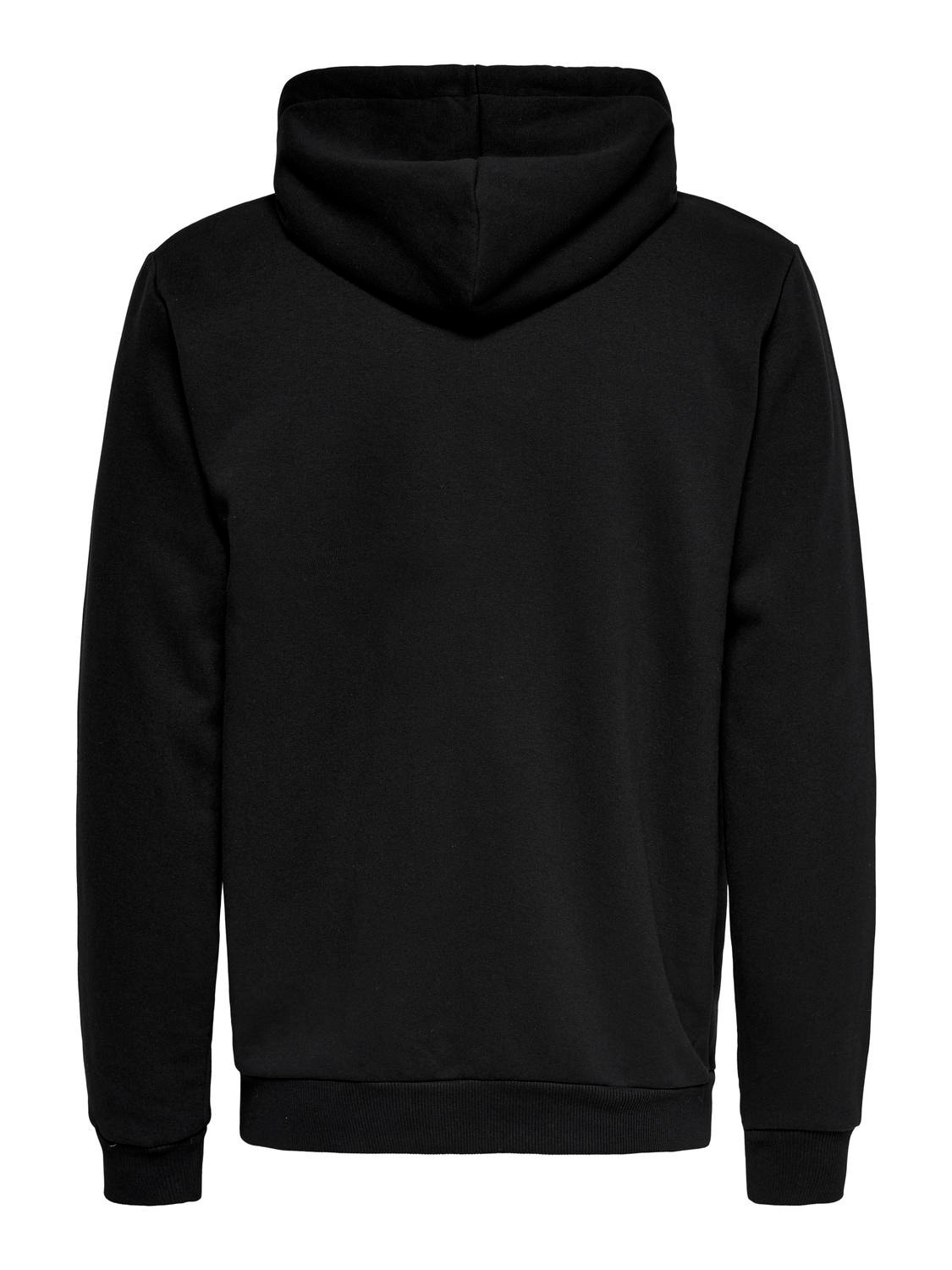 ONLY & SONS Regular Fit Hoodie Sweatshirt -Black - 22018684