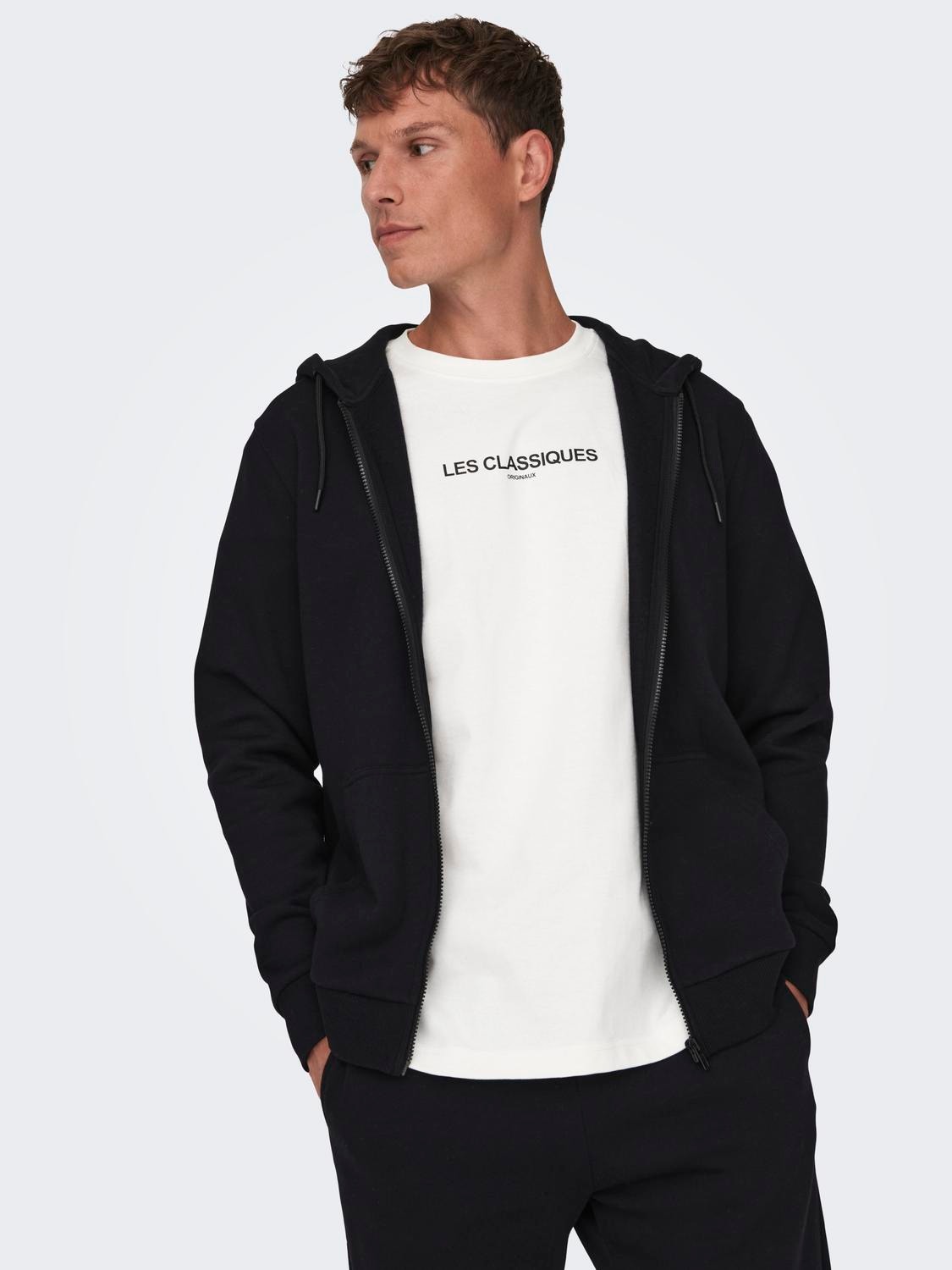 ONLY & SONS Regular Fit Hettegenser Sweatshirt -Black - 22018684