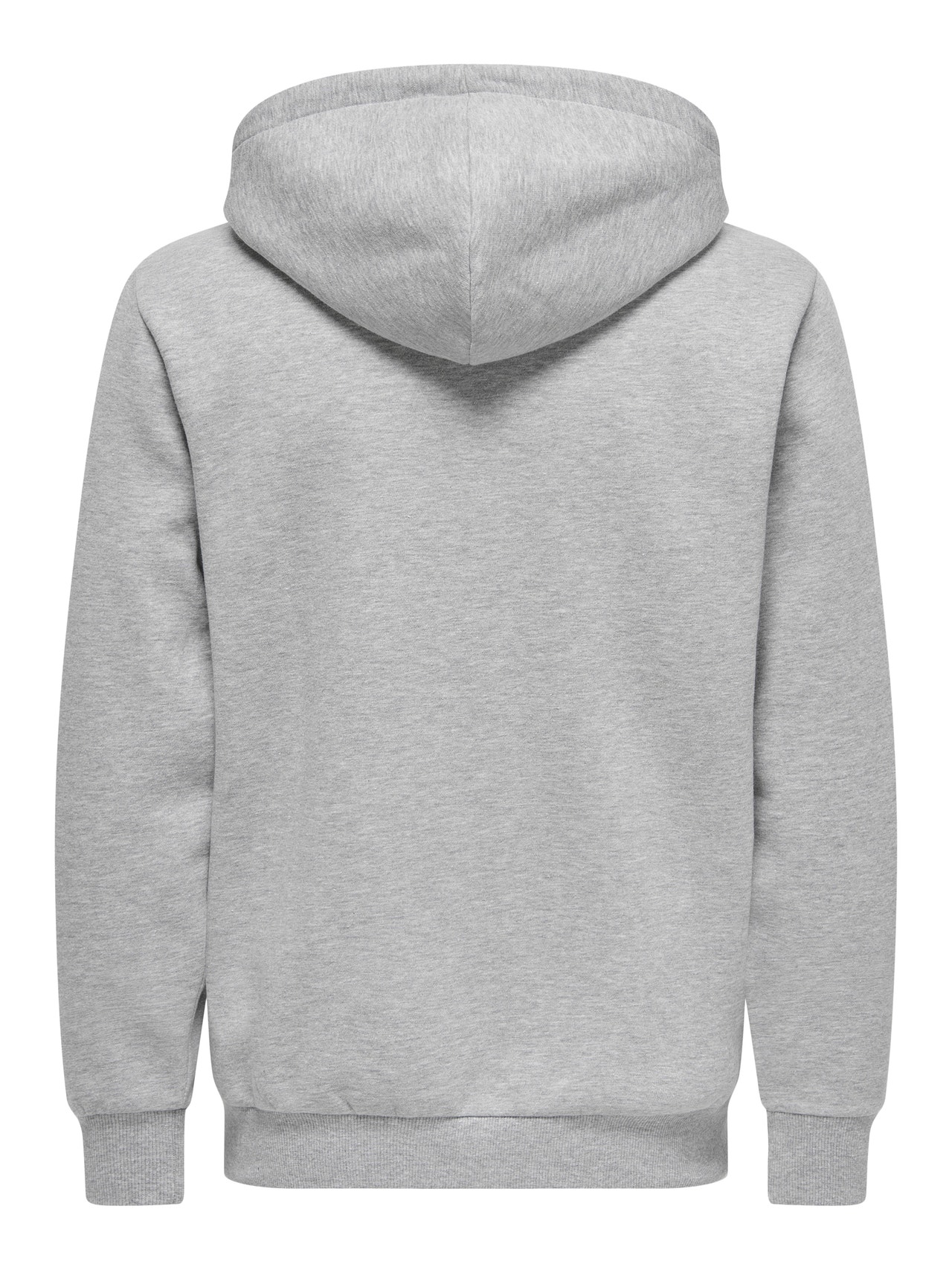 ONLY & SONS Regular Fit Hoodie Sweatshirt -Light Grey Melange - 22018684