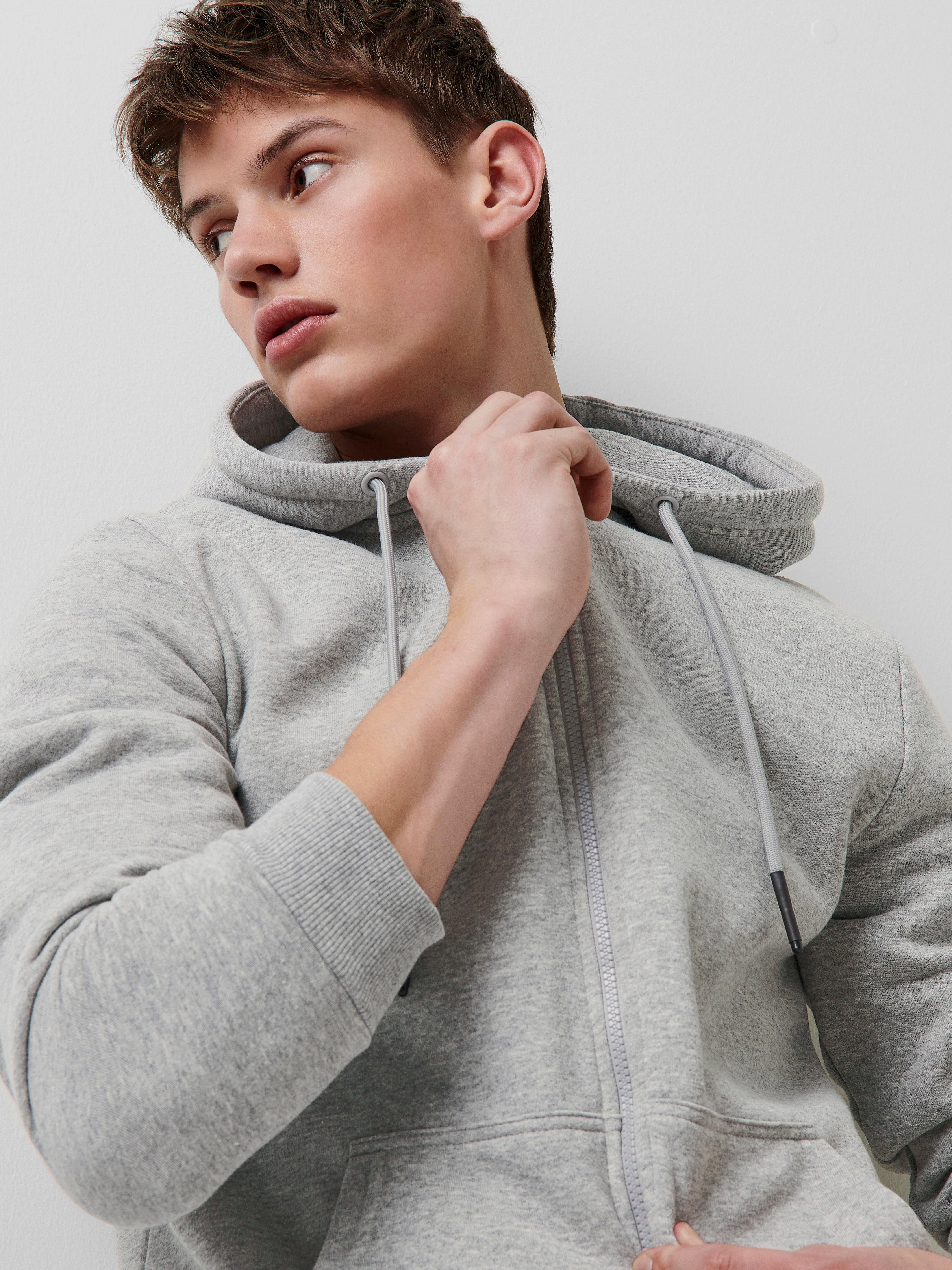Men's hooded sweatshirt - grey melange B1420