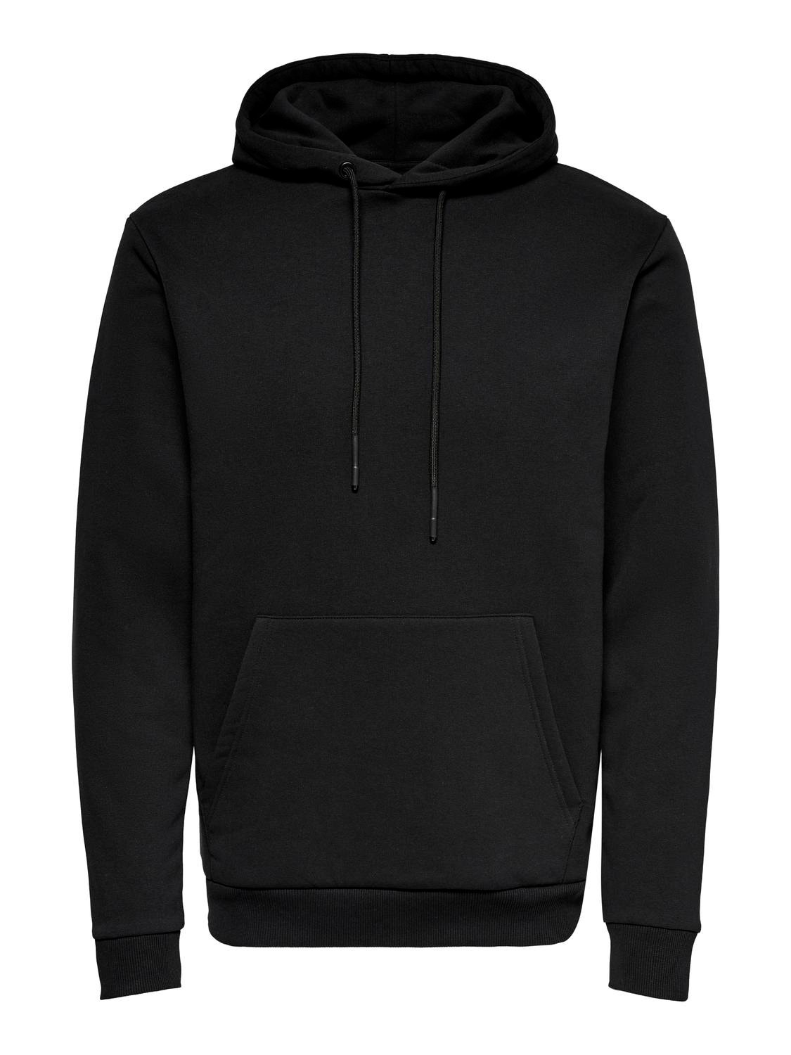 ONLY & SONS Ensfarvet hoodie -Black - 22018685
