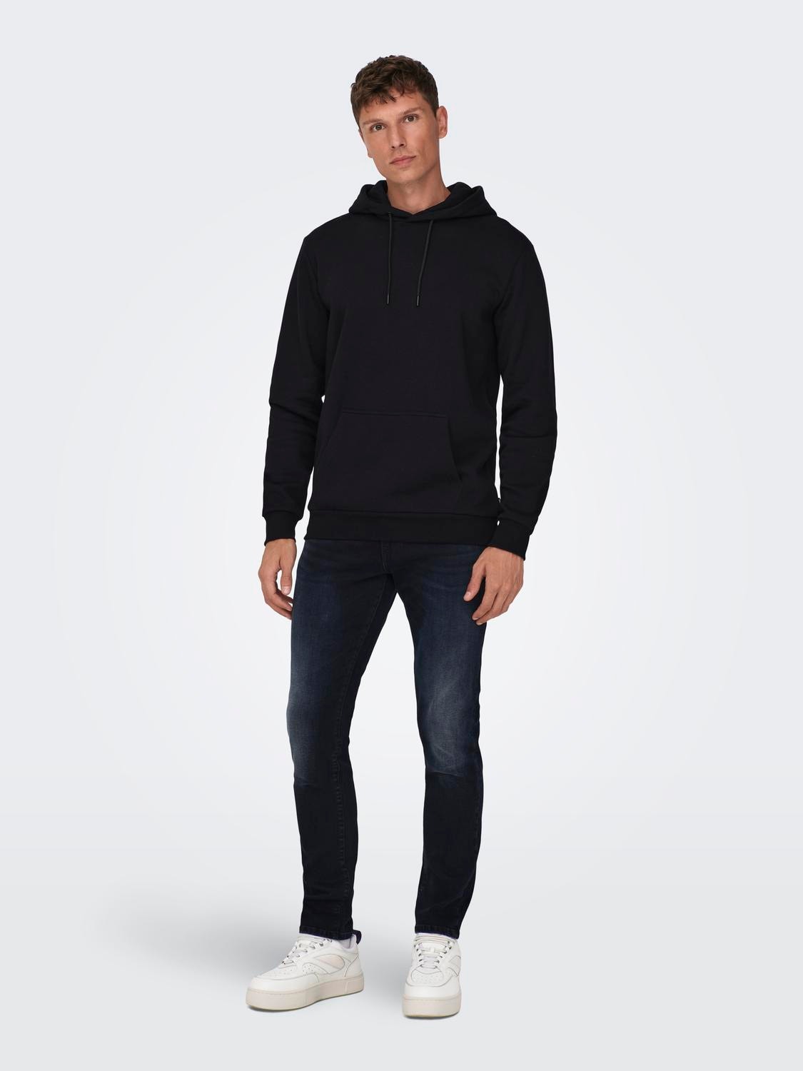 ONLY & SONS Solid colored hoodie -Black - 22018685