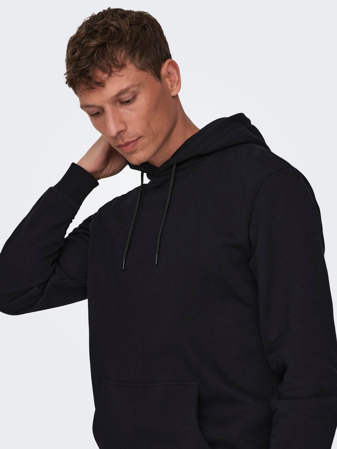 ONLY & SONS Solid colored hoodie -Black - 22018685